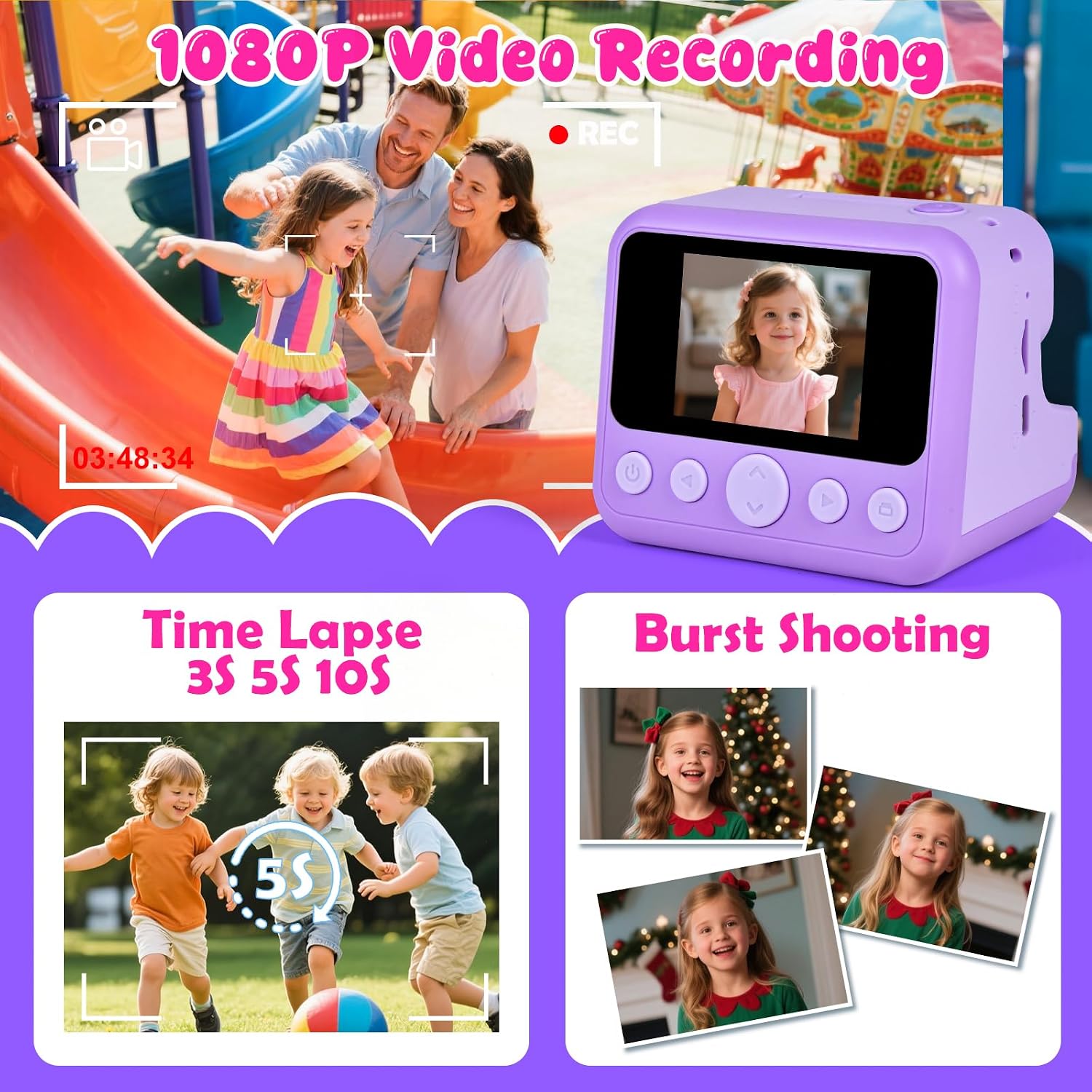 Thumbnail 2 de Elecoutek Kids Camera Instant Print: 30MP Dual Camera Toy for 3–12 Year Olds