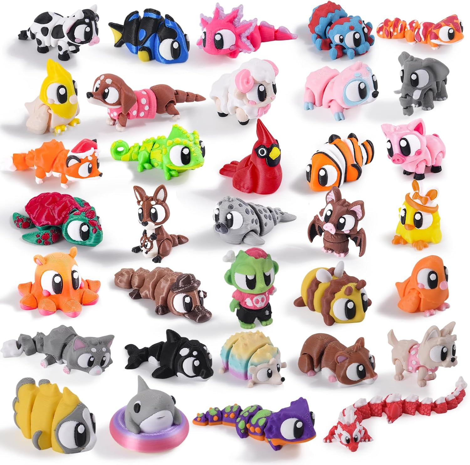 Detalle de 3D-Printed Mini Animal Figurines, Set of 34