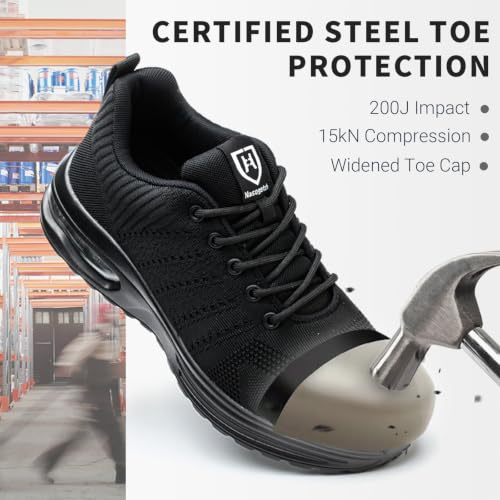 Detalle de Nasogetch Chaussures de Sécurité pour Hommes et Femmes – Chaussures de Travail légères, avec Embout Acier, Respirantes et Anti-Perforation