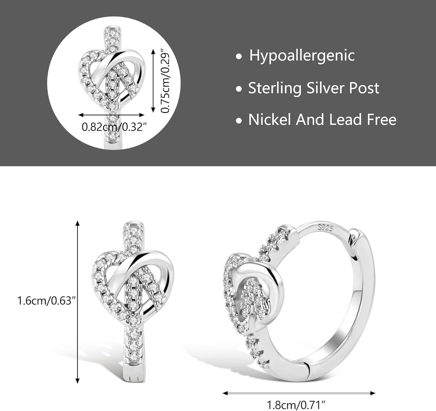 Thumbnail 1 de ALEXCRAFT Silber 925 Ohrringe – kleine Creolen mit Zirkonia, Knick & hypoallergenem Tragekomfort (16 mm)