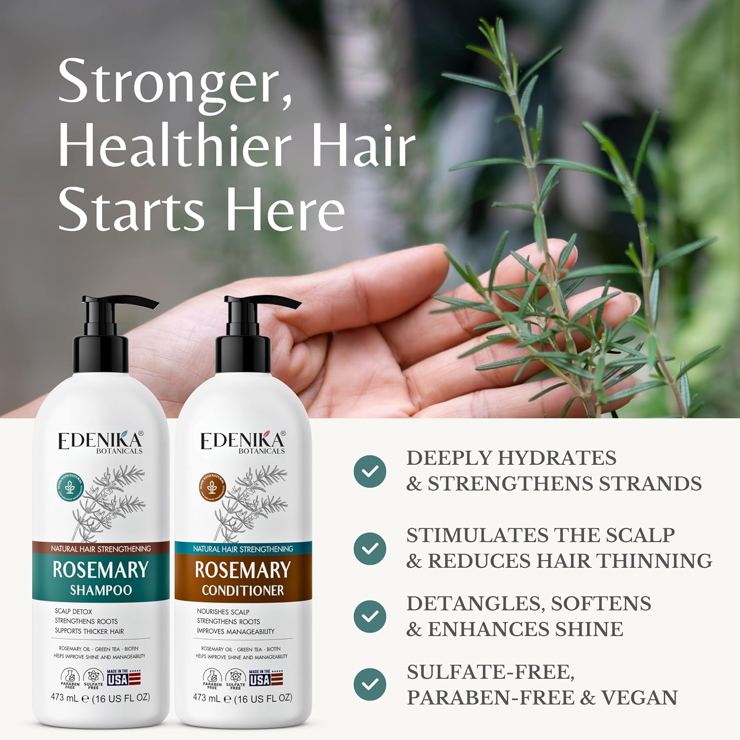 Detalle 2 de Edenika Rosemary Oil Shampoo, Conditioner Set