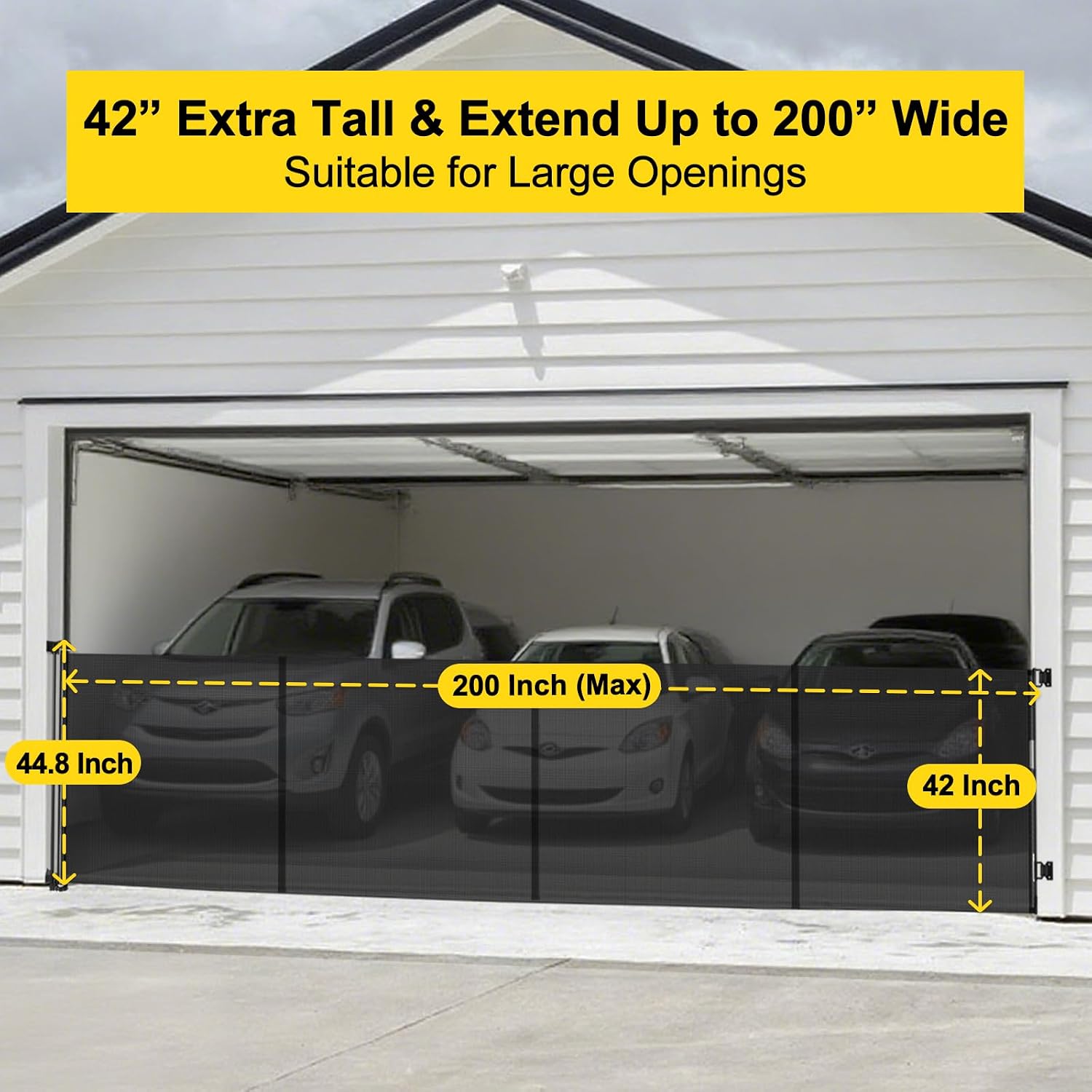 Detalle de Bingguz 42-Inch x 200-Inch Retractable Baby Gate with Reinforced Support Rods