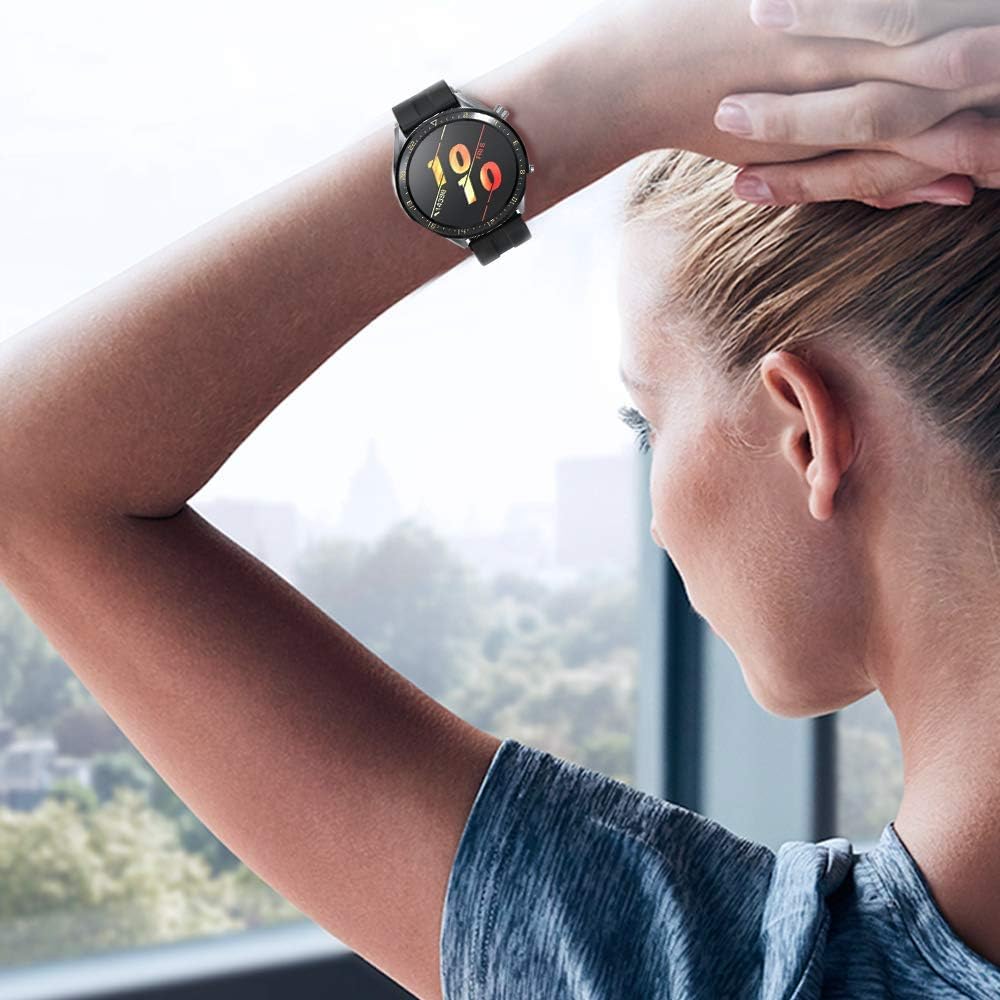 Detalle de 22-mm Silikon-Uhrenarmband (kompatibel u. a. mit Huawei Watch GT 46 mm & Samsung Galaxy Watch 46 mm) – Sportband für schnelles Wechseln
