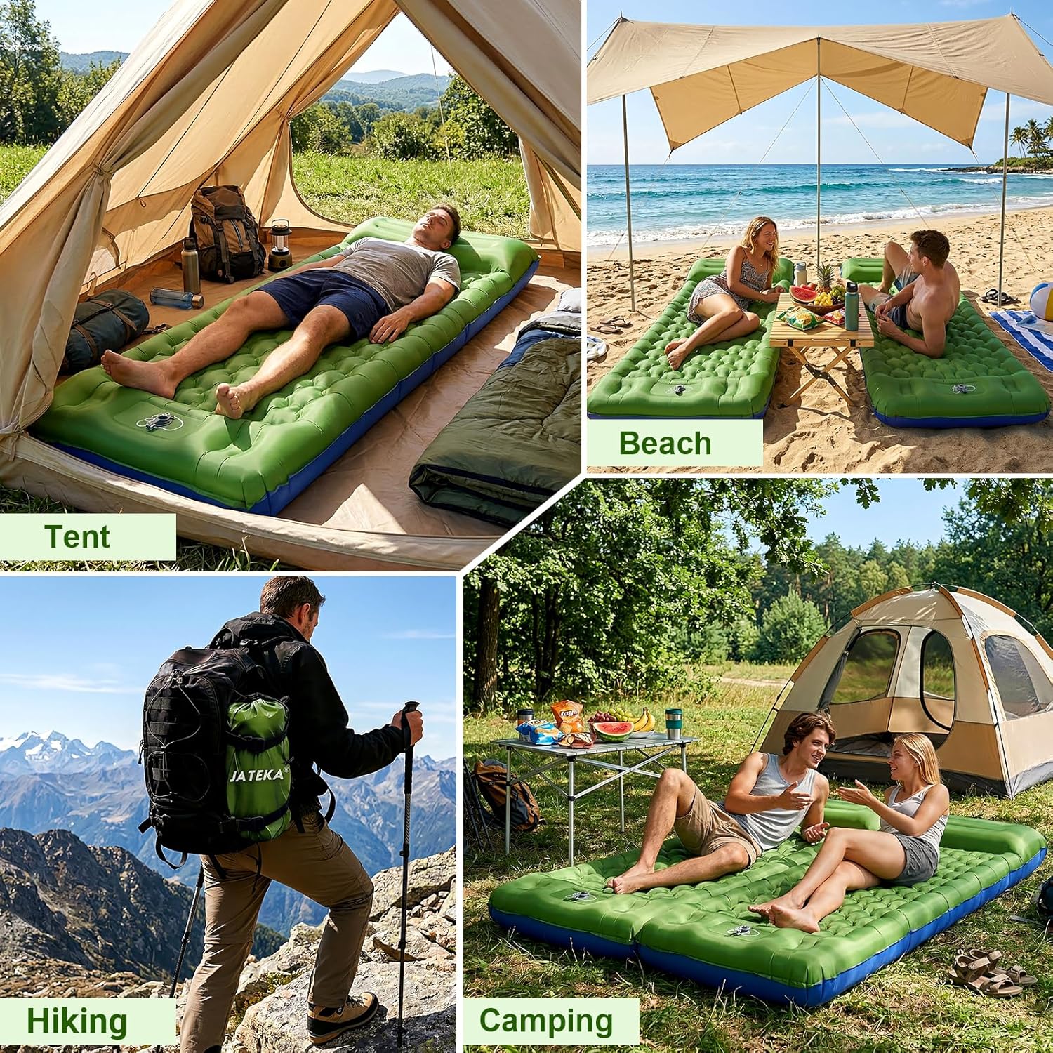 Thumbnail 6 de JATEKA Camping-Isomatte 12 cm dick, 83 cm breit – aufblasbar mit Kopfkissen & Fußpumpe