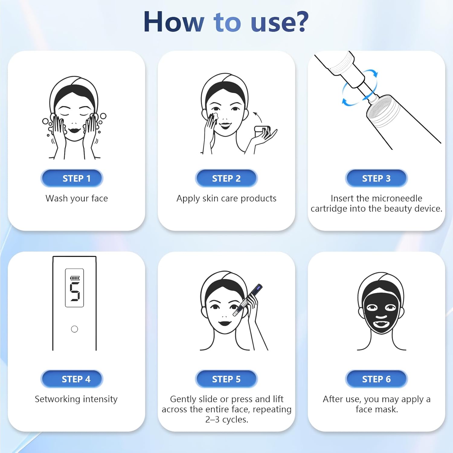 Thumbnail 5 de Microneedling Pen mit LCD-Display – Dermapen-Set mit 24 Einweg-Nadeln und 5 Geschwindigkeitsstufen