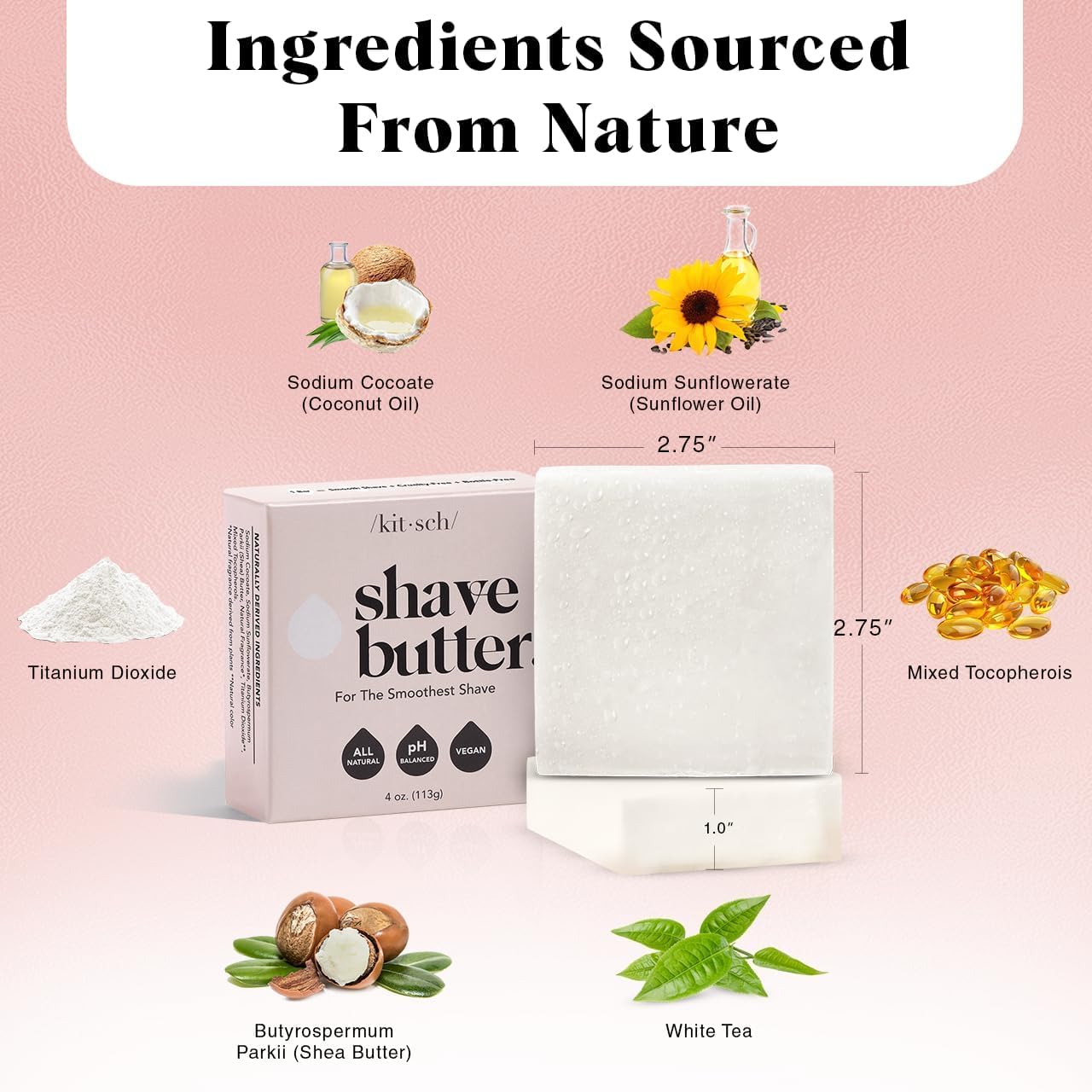 Detalle de Kitsch Shaving Soap for Women: Hydrating Shave Butter & Soap Bar