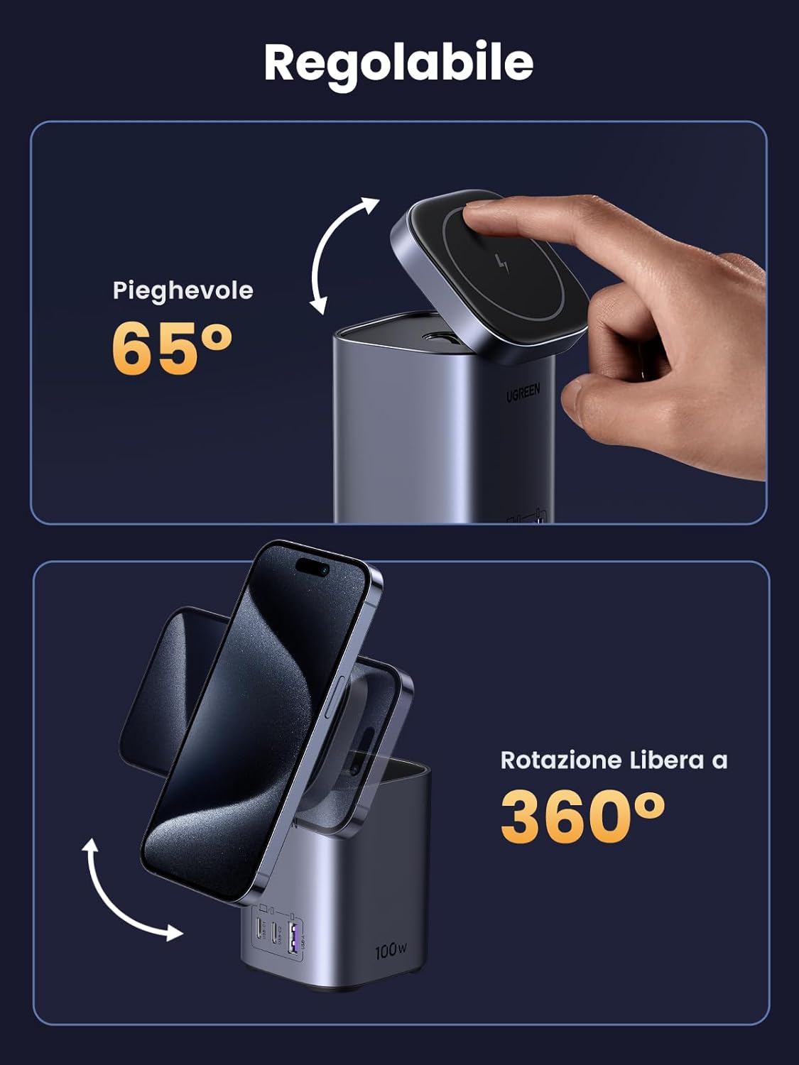 Thumbnail 6 de UGREEN Nexode Stazione di Caricatore GaN 100W con Qi2 15W e MagSafe compatibile