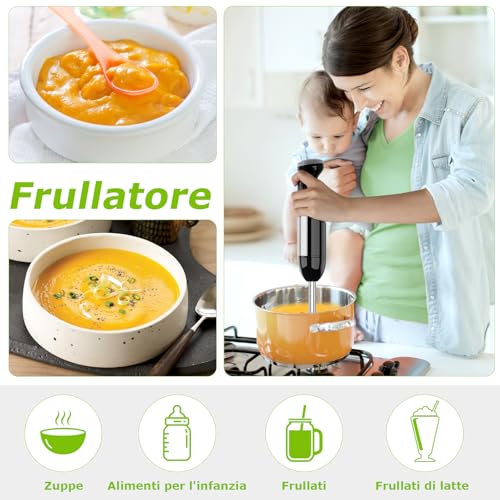 Detalle de Bonsenkitchen Frullatore a Immersione 4‑in‑1 da 1000W: potenza, versatilità e design in acciaio inox
