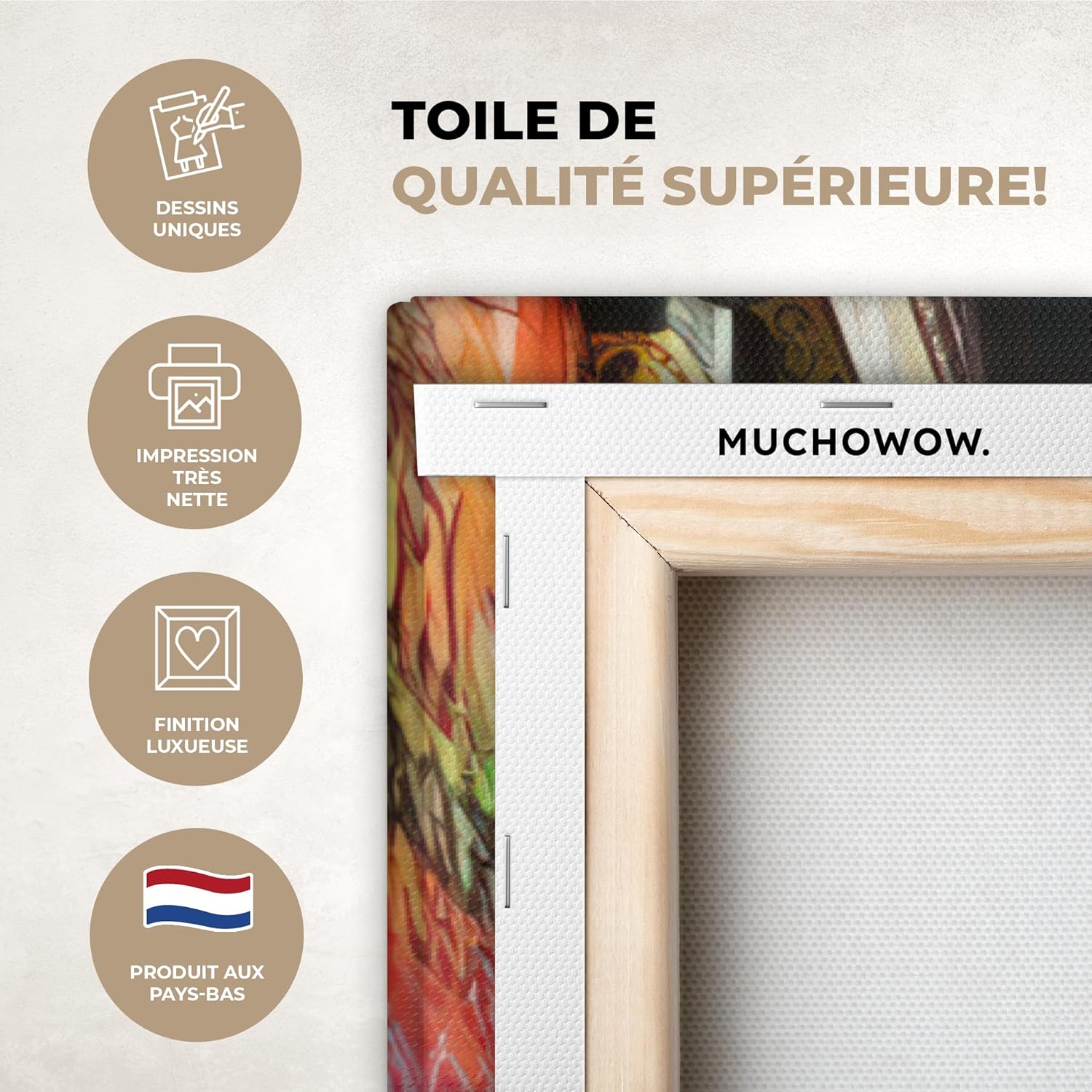 Thumbnail 2 de Impressions sur toile MuchoWow© 80x120 cm – déco murale Graffiti en couleurs, sans perçage
