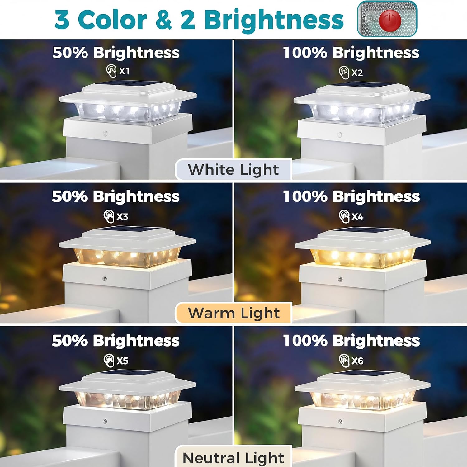 Detalle de Kolpop Solar Post Cap Lights 4-Pack