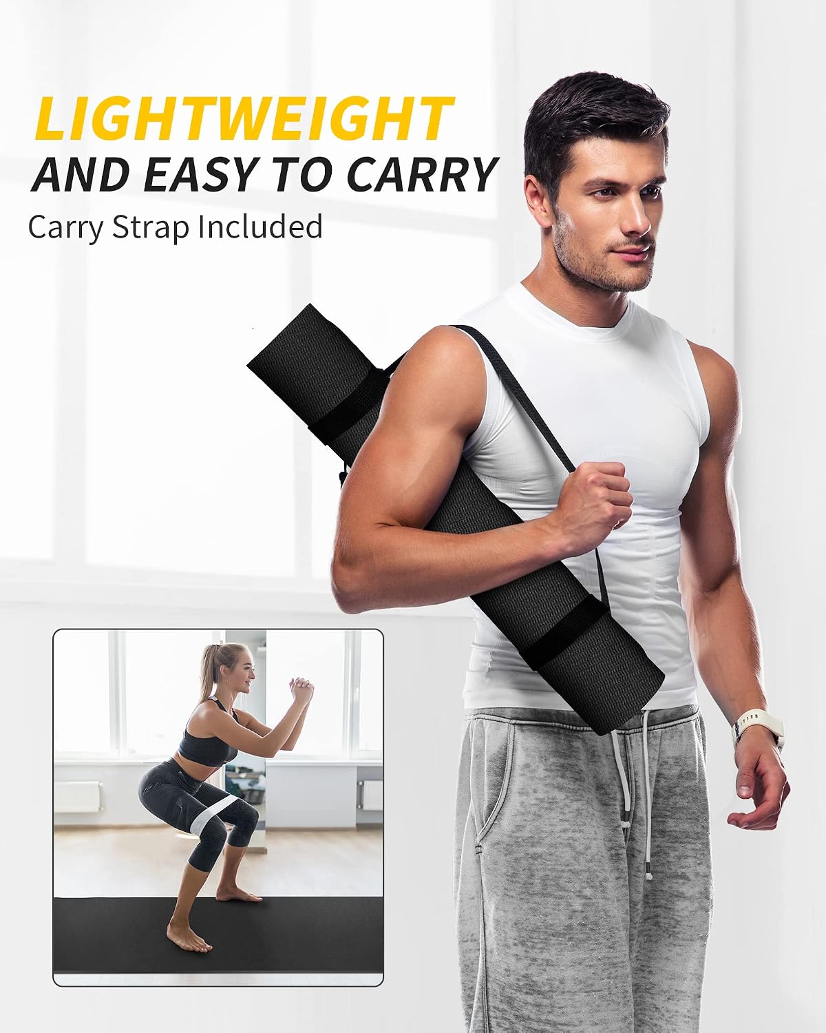 Detalle 2 de CAMBIVO Extra Long Wide Yoga Mat, 84" x 30" Cushioned PVC Workout Mat
