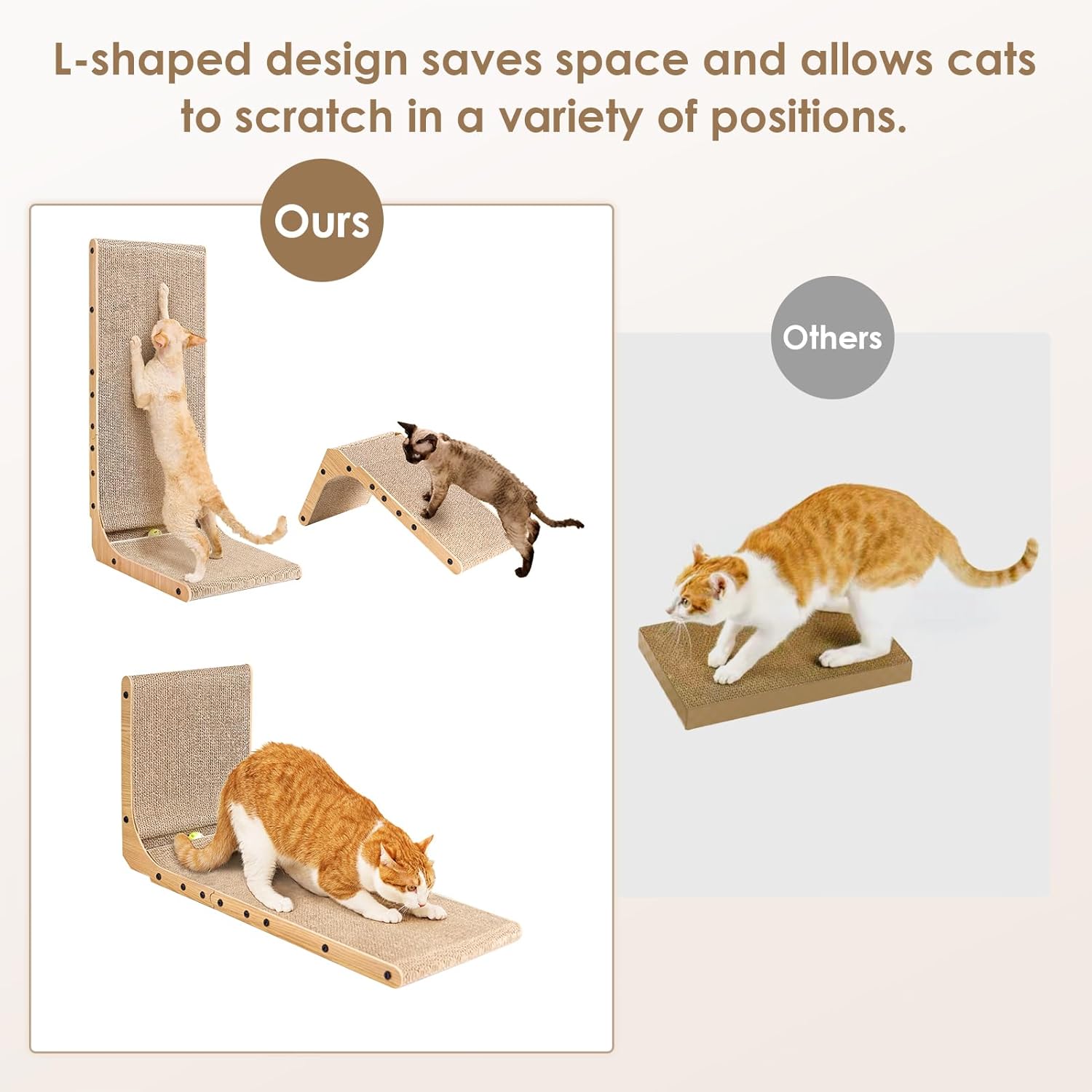 Thumbnail 3 de EHEYCIGA L Shape Vertical Cat Scratcher – 68cm High Cardboard Scratching Board for Indoor Cats