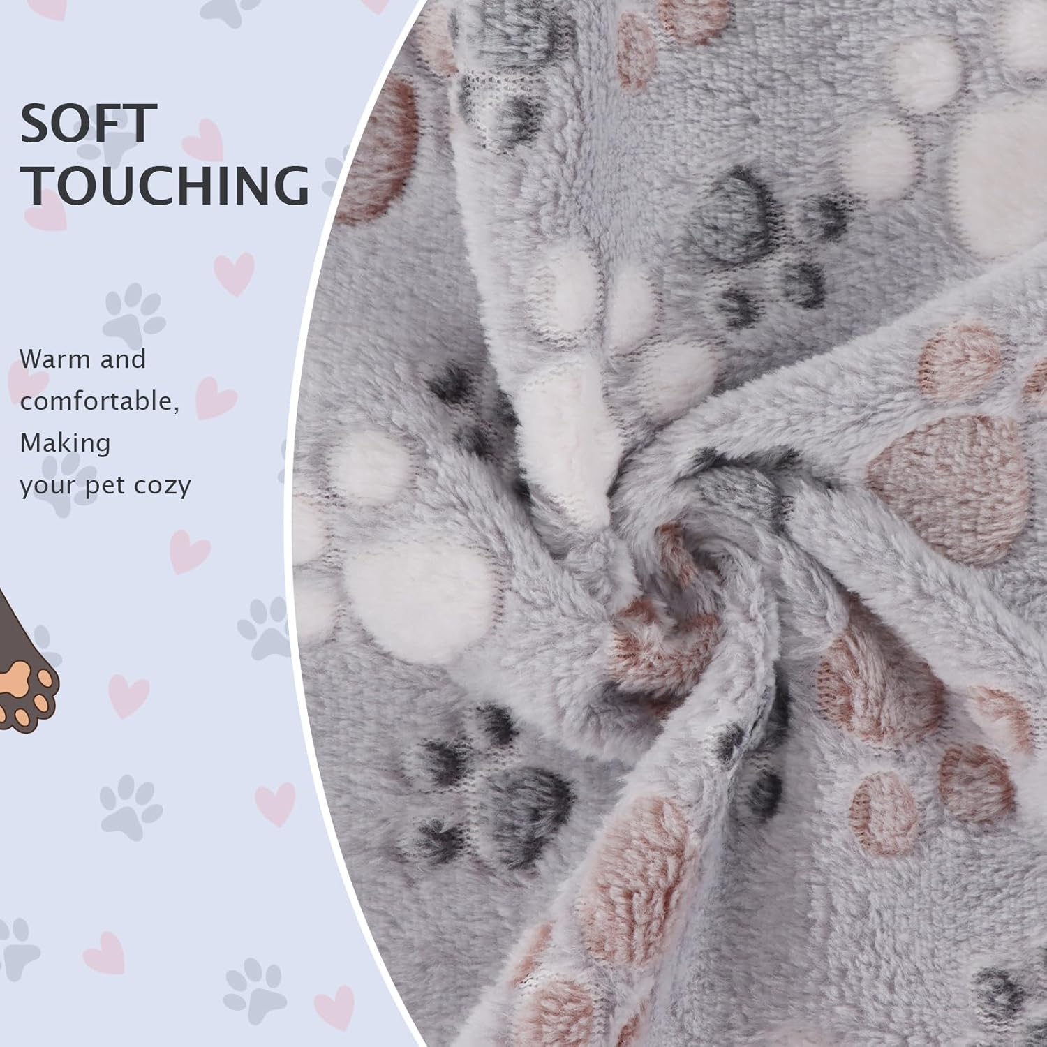 Detalle 2 de BVAGSS Kleine Flauschige Hundedecke 60 × 40 cm Grau