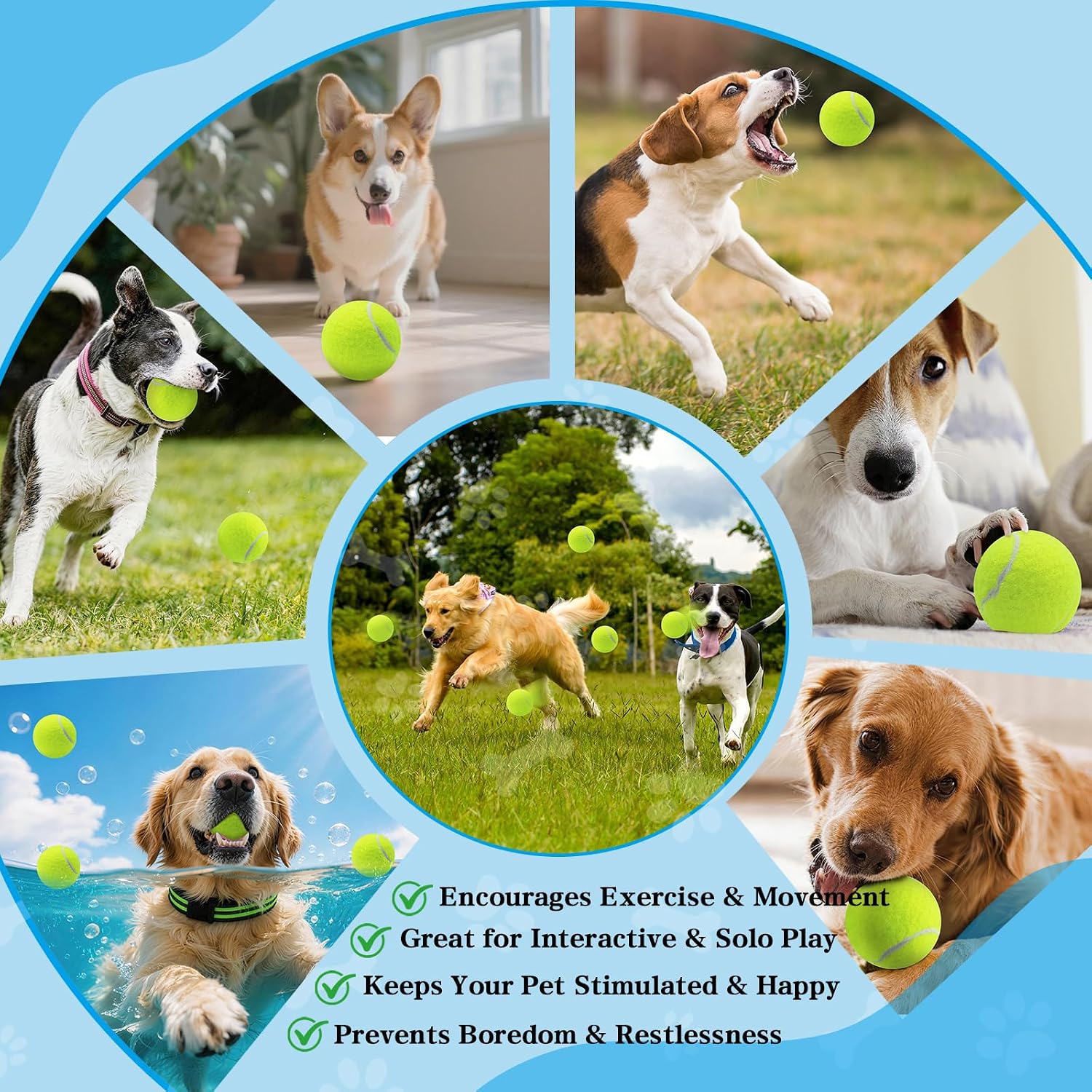 Detalle 2 de Magicorange GDOGBALL323 Dog Tennis Balls, 90-Pack, 2.5-Inch Multicolor