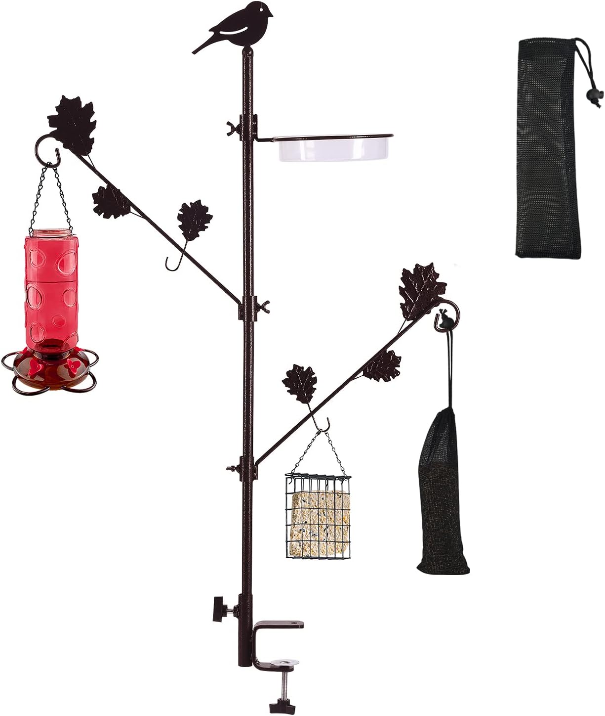 Detalle de Urban Deco Deck-Mounted Bird Feeder Pole with Two Adjustable Branches and Tray