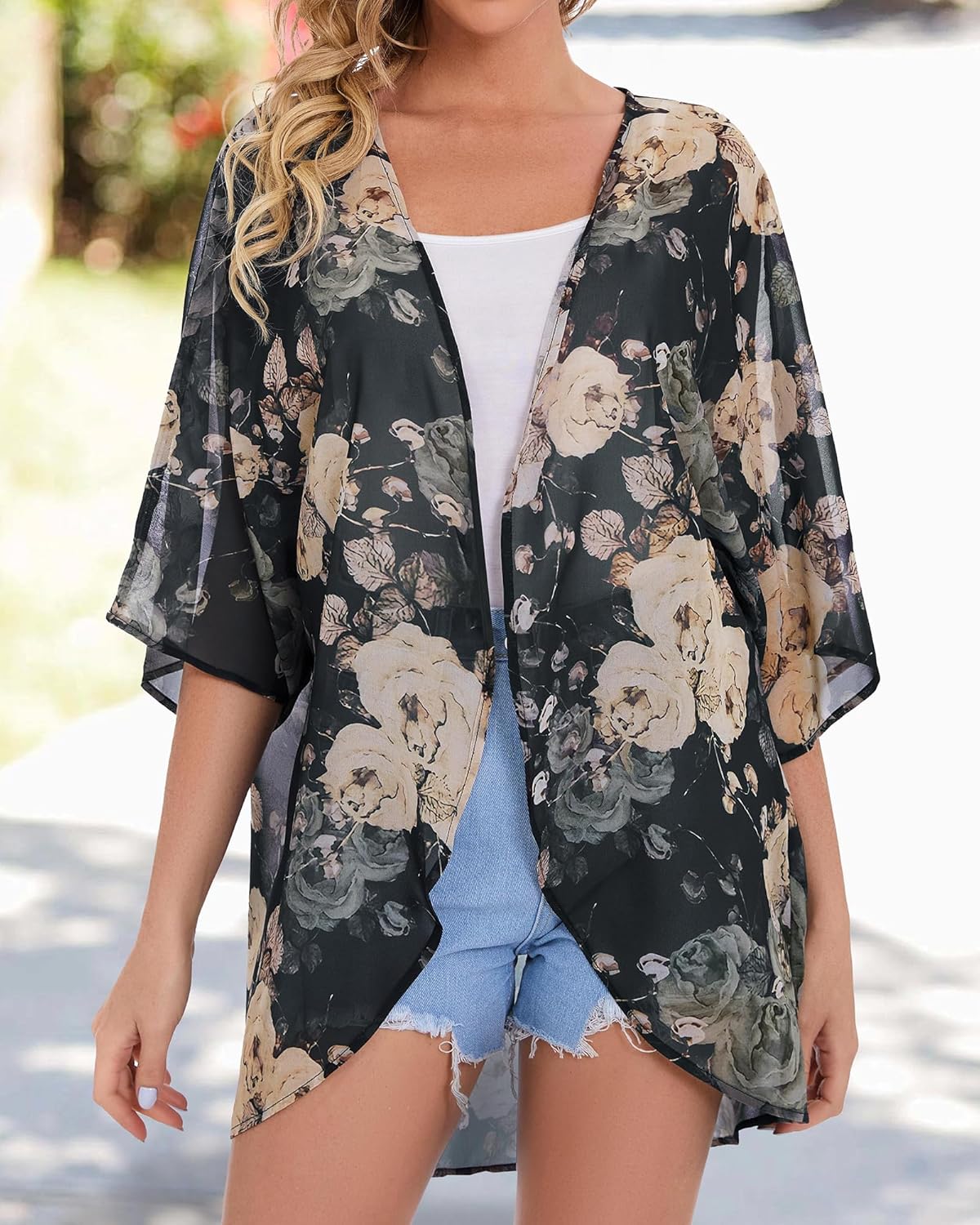 Thumbnail 2 de Gosunny Damen Sommer-Kimono & Strand-Überwurf im Boho-Stil (Oversized, Blumendruck)