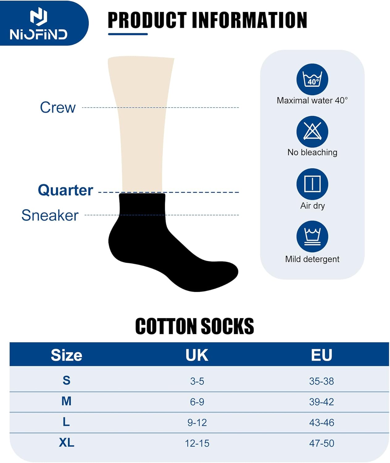 Thumbnail 4 de Niofind Sport Ankle Socks for Men and Women – Thick Cushioned, Anti‑Blister Running Socks (3 or 6 Pairs)