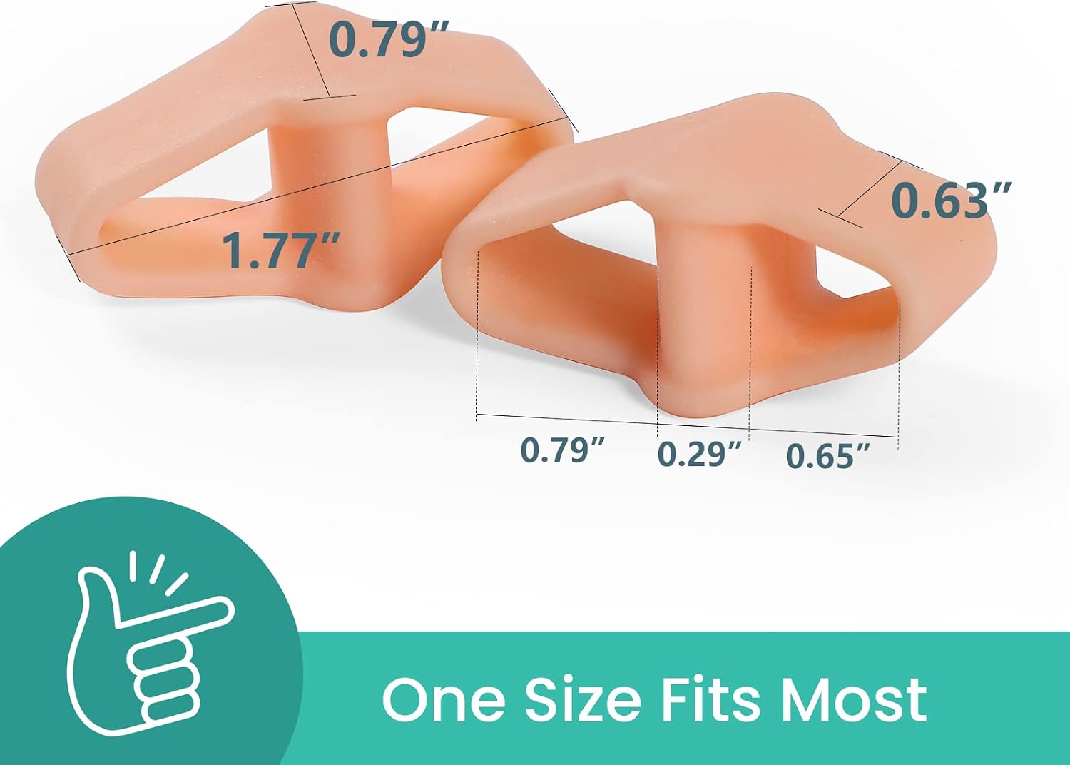 Thumbnail 1 de Welnove Bunion Correctors, 12-Pack Gel Toe Separators with Two Loops, Beige