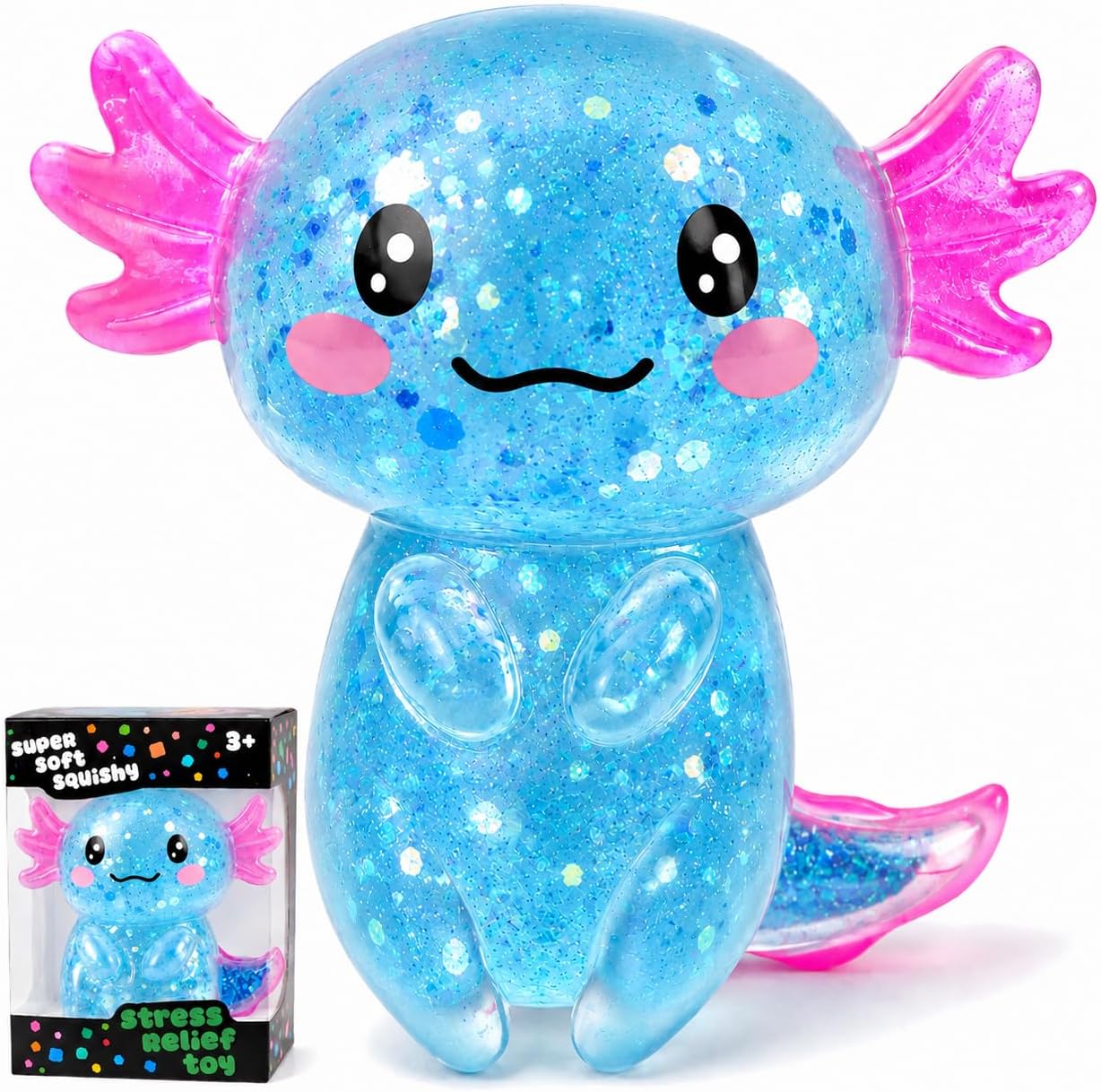 Detalle de HFZCZW Blue Axolotl Squishy Toy Set, Glitter-Filled TPR, 24 Count