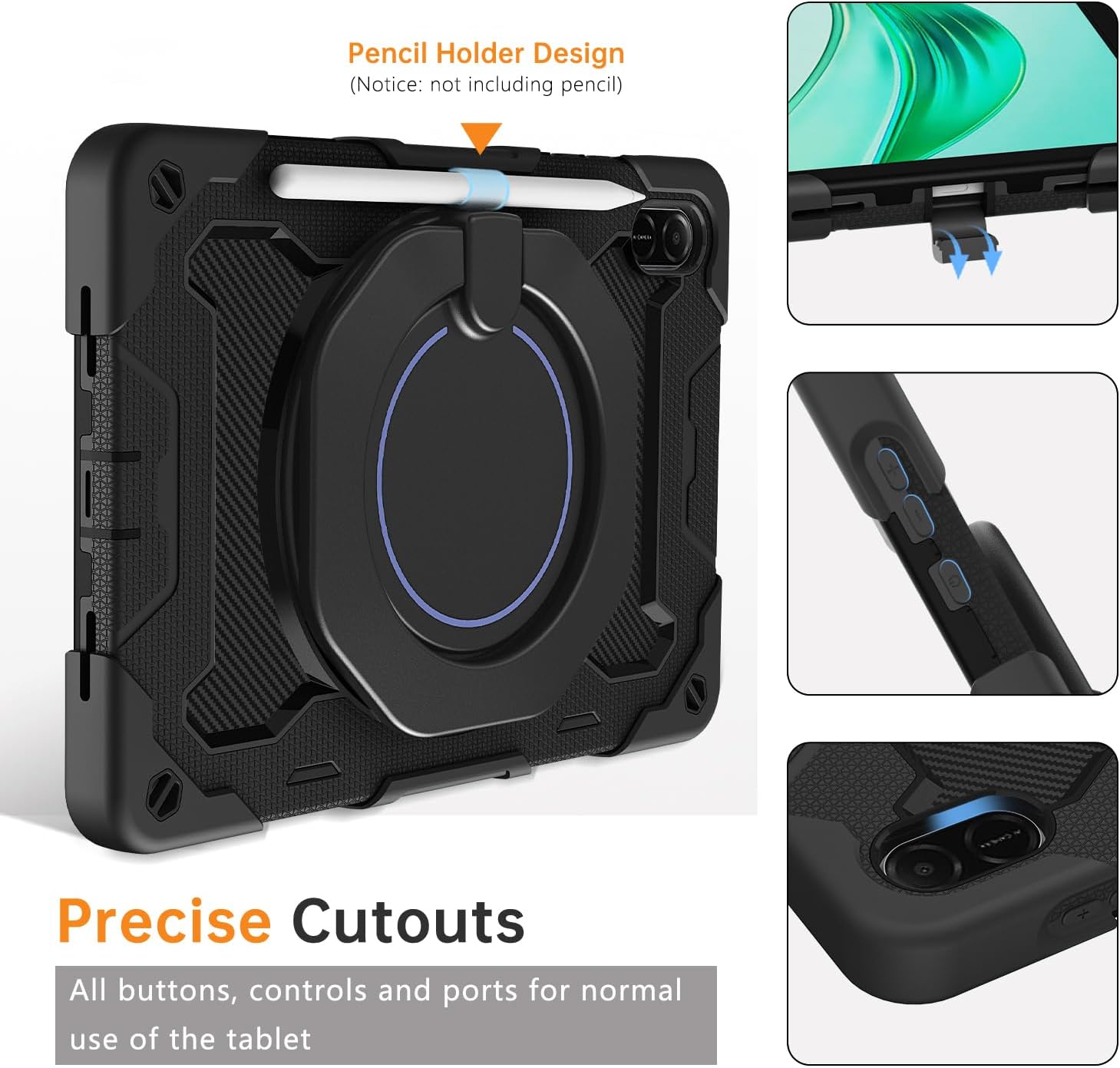 Thumbnail 4 de ROISKIN Case for Honor Pad X8a 11 Inch 2024 – Heavy Duty Case with Screen Protector, Pencil Holder and Shoulder Strap