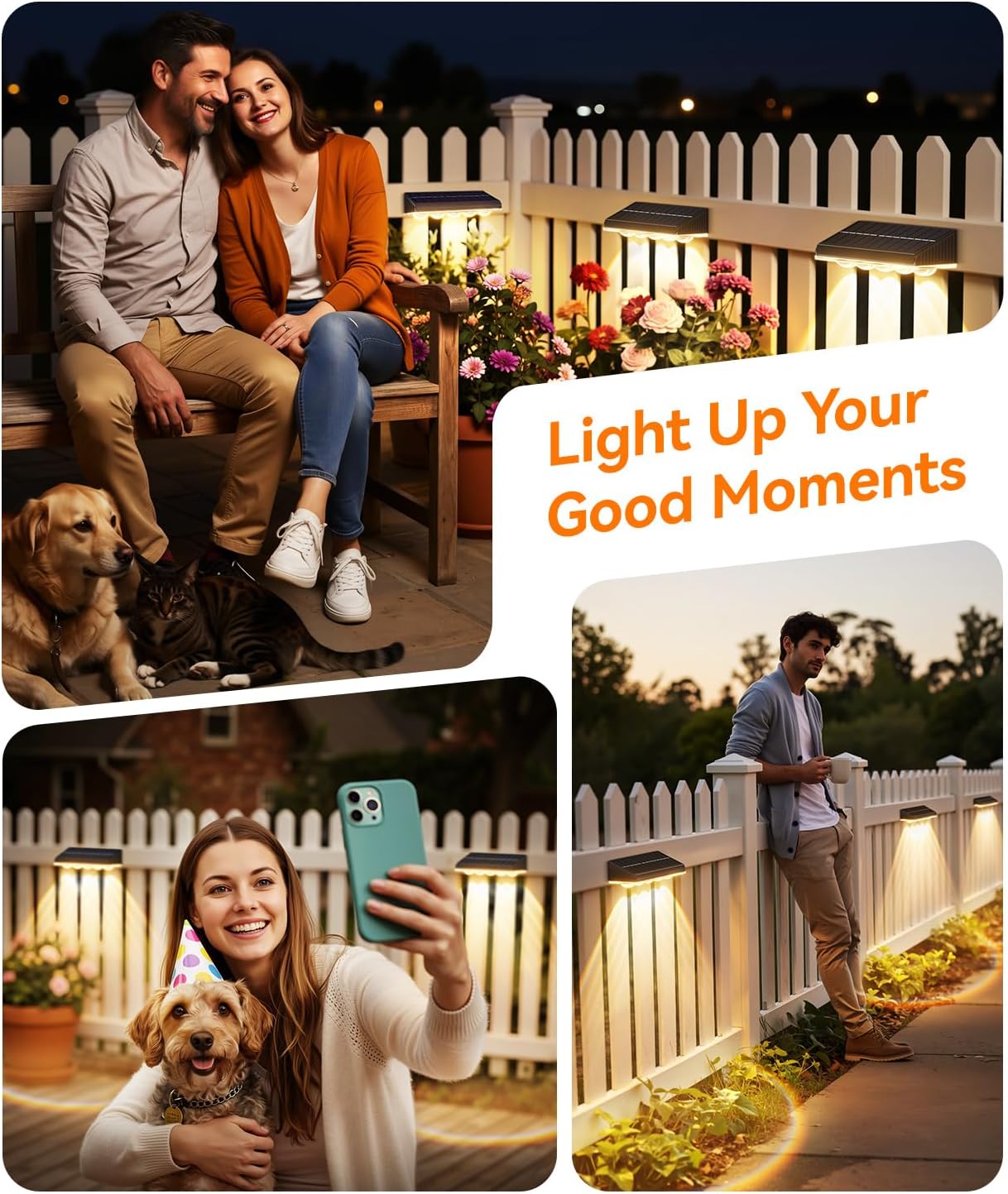 Thumbnail 6 de GEARLITE Solar Fence Lights 4-Pack with 5 Convex Lenses (9 Colours, 10 Modes)