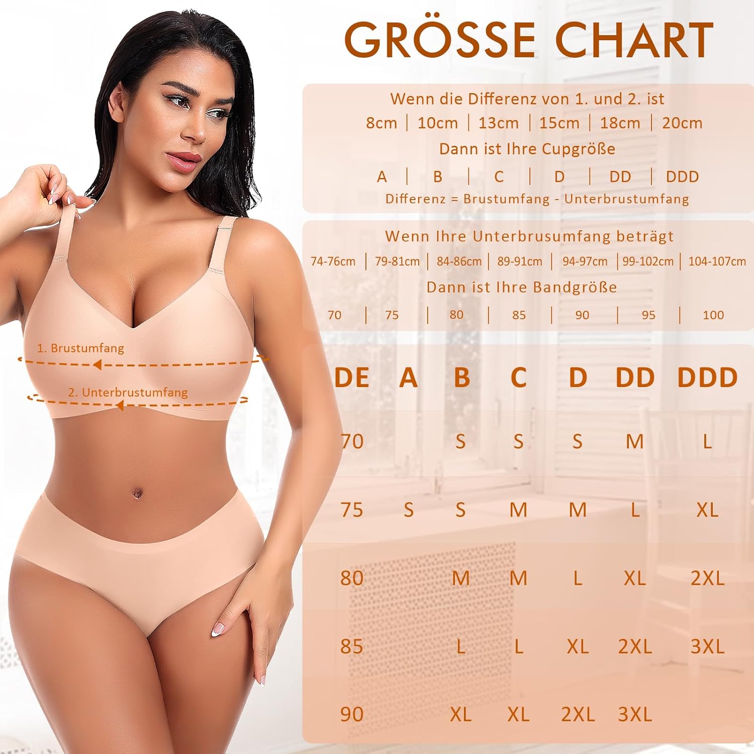 Thumbnail 5 de Ganado Damen BH ohne Bügel – Nahtloser Bralette mit Tiefem V-Ausschnitt und W-Form-Stützen
