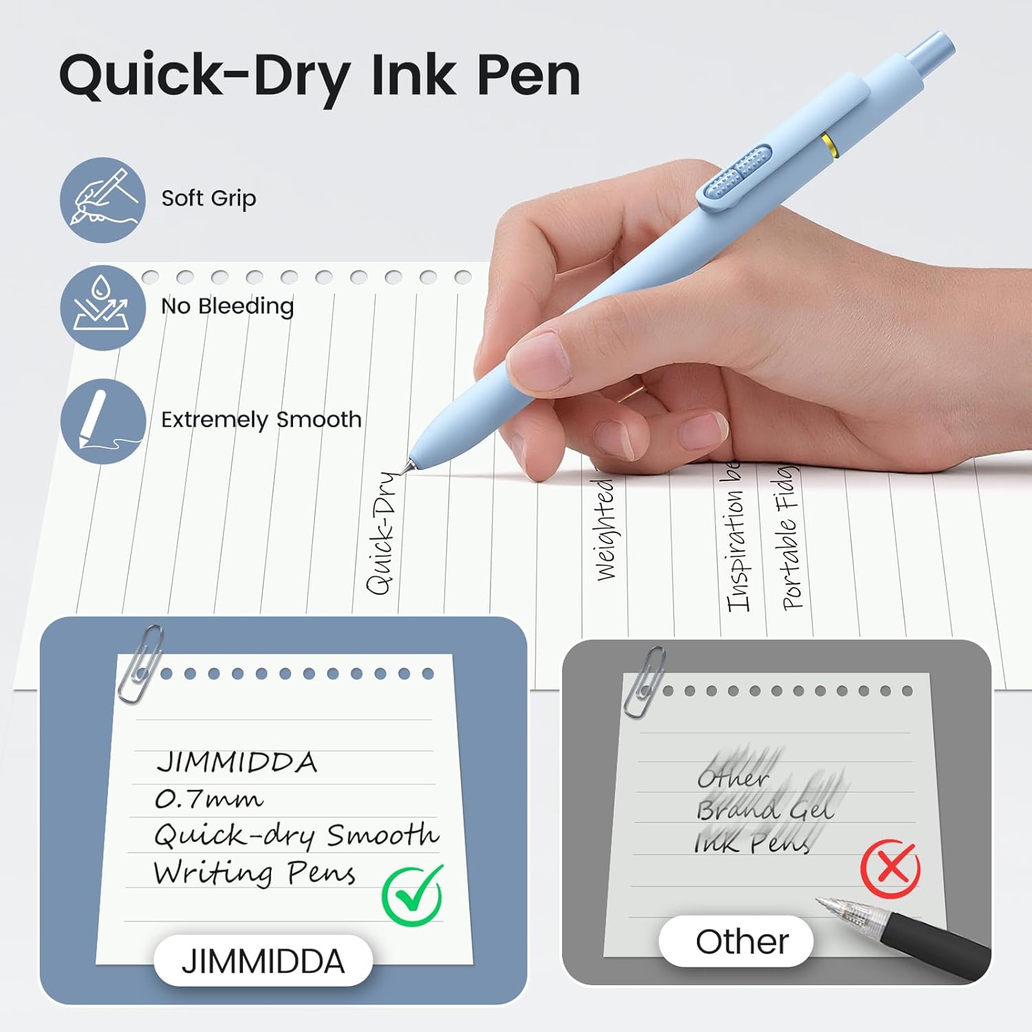 Thumbnail 3 de JIMMIDDA 8 Pcs Gel Pens – 0.7mm Black Ink, Retractable, Quick-Dry, Fidget Rotating Design