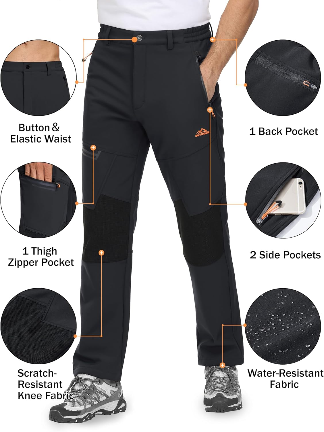 Detalle de TACVASEN Waterproof Hiking Trousers