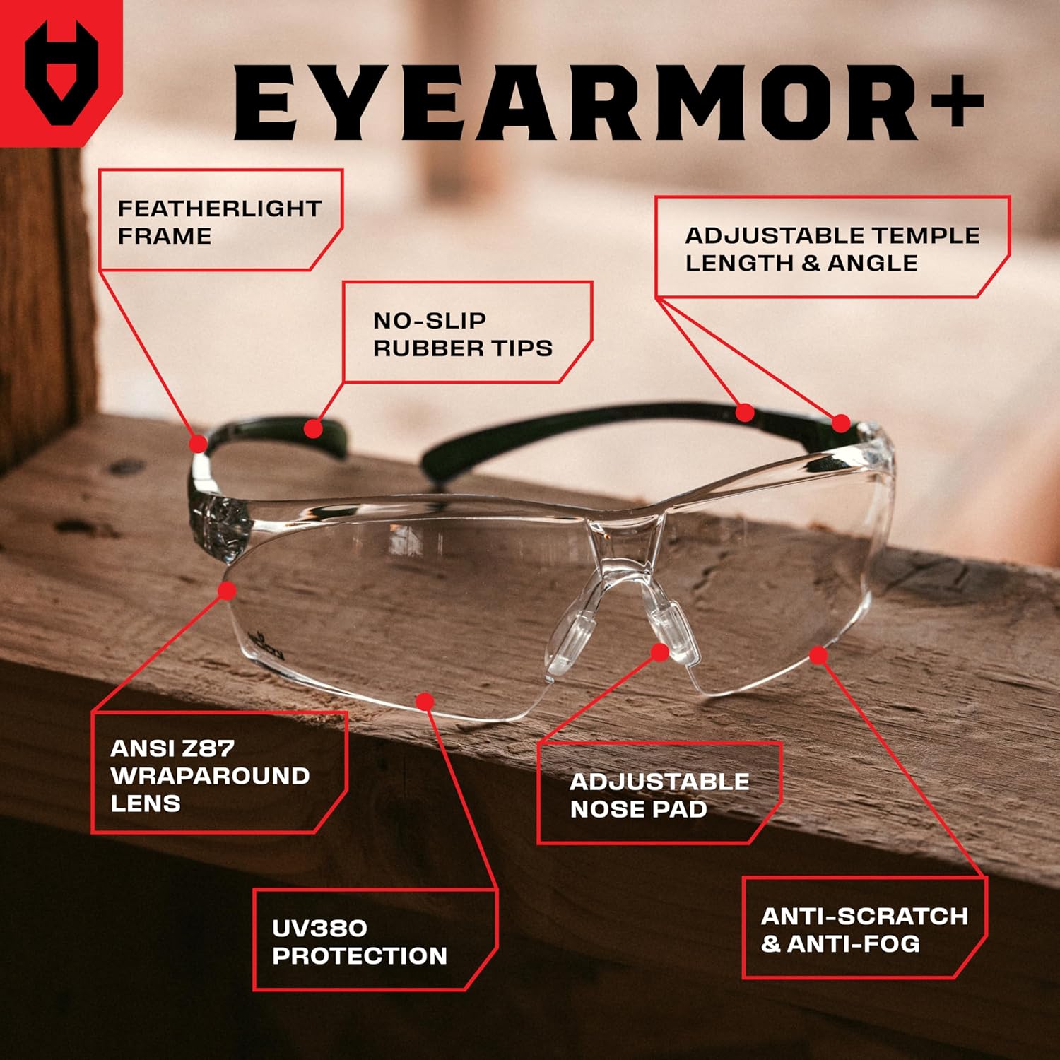 Detalle 2 de NoCry Clear Safety Glasses UV380