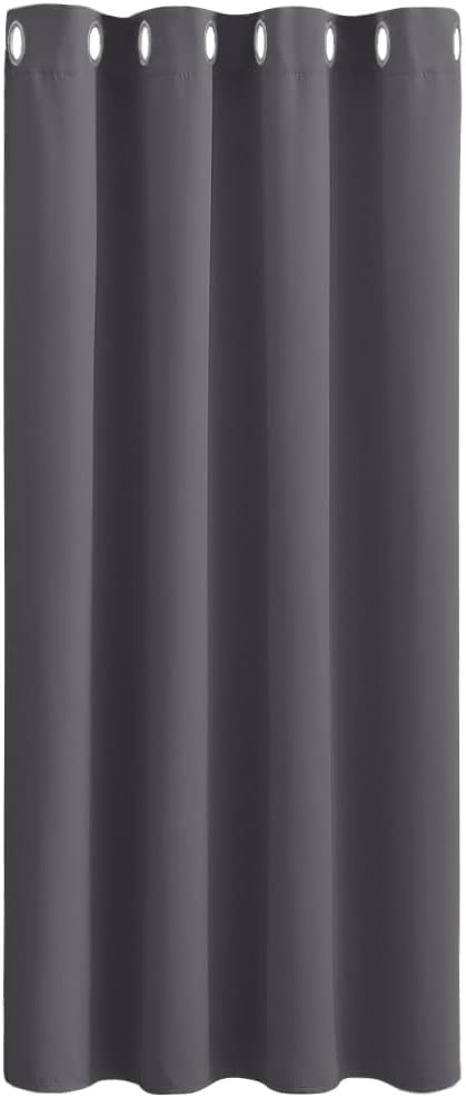 Detalle de PONY DANCE Blackout Curtain Panel (52 x 63 inch) – Grey Thermal Insulated Eyelet Light Blocking Curtain