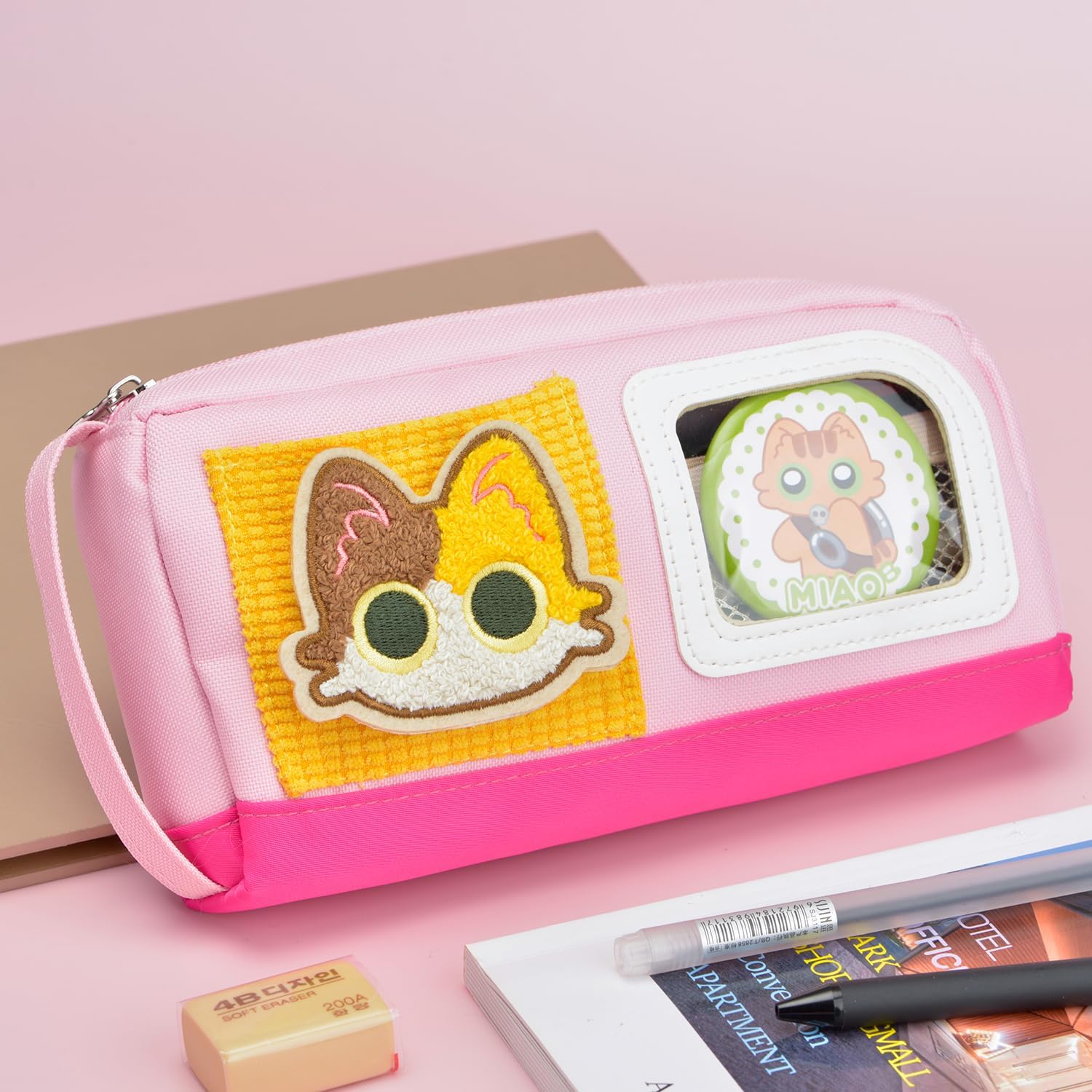 Thumbnail 4 de Pencil Case Large Capacity Adorable Cat Pencil Pouch – Pink