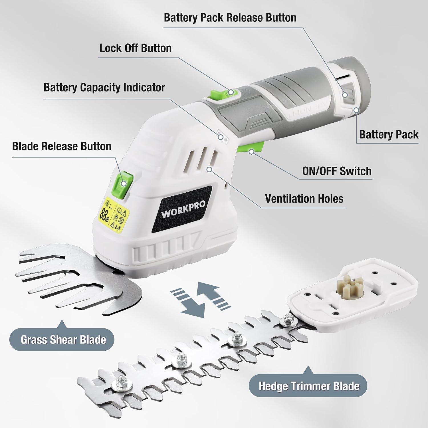 Detalle 2 de WORKPRO Tagliasiepi 12V 2-in-1