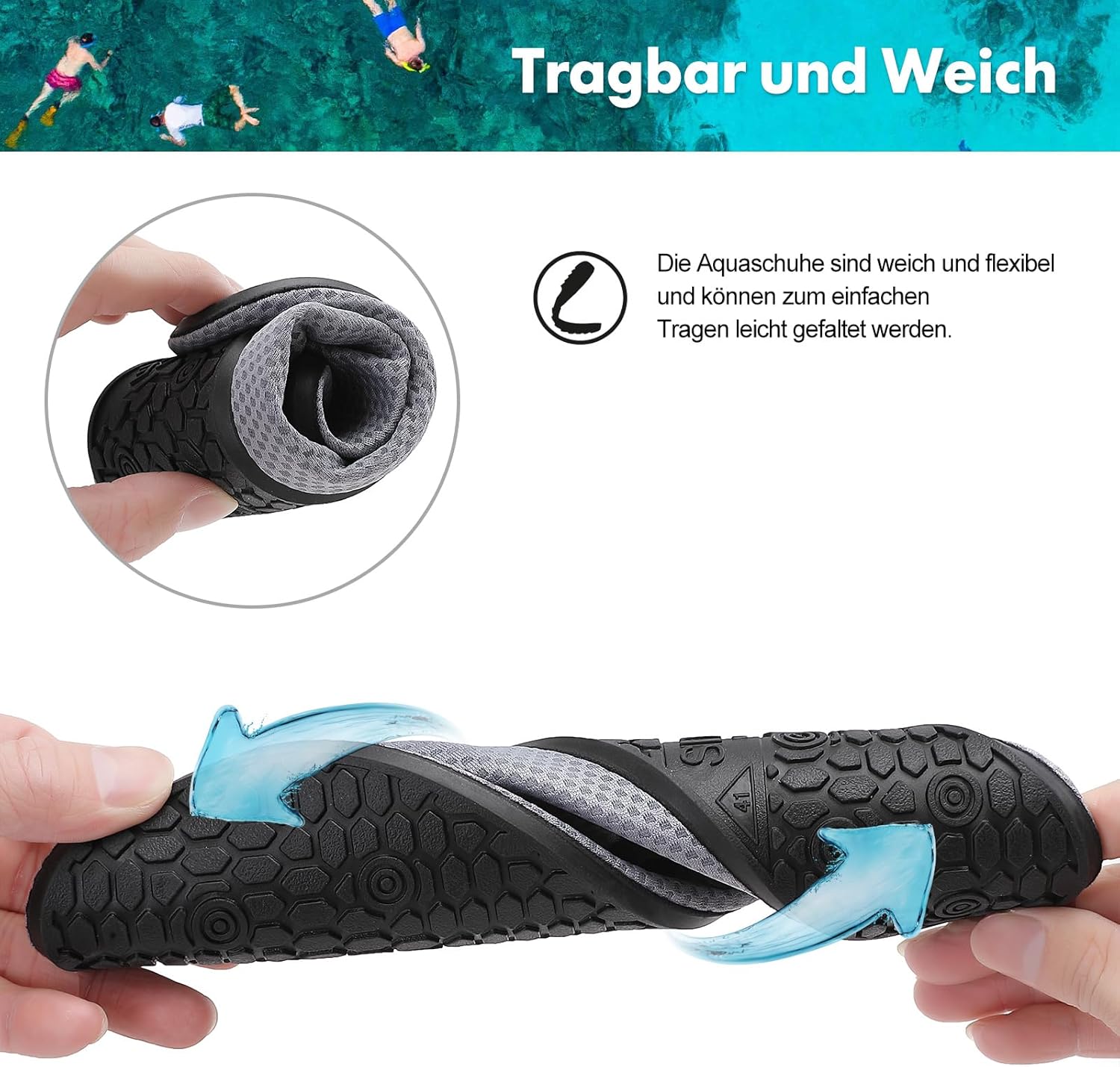 Thumbnail 5 de Sixspace Badeschuhe Wasserschuhe Strandschuhe – Schnelltrocknend, atmungsaktiv, rutschfest und flexibel (Gr. 34–47)