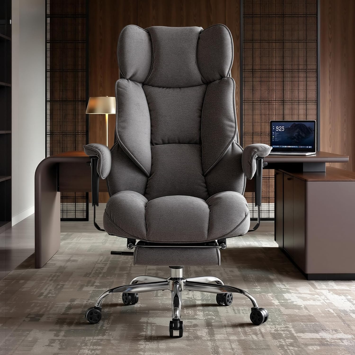 Thumbnail 1 de Efomao Big and Tall Fabric Executive Office Chair with Footrest – breathable reclining ergonomic desk chair