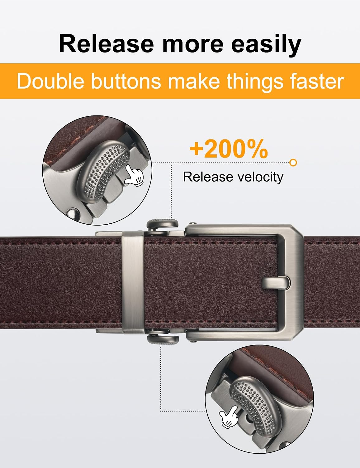 Detalle 2 de JUKMO leather ratchet belt 38 mm for men