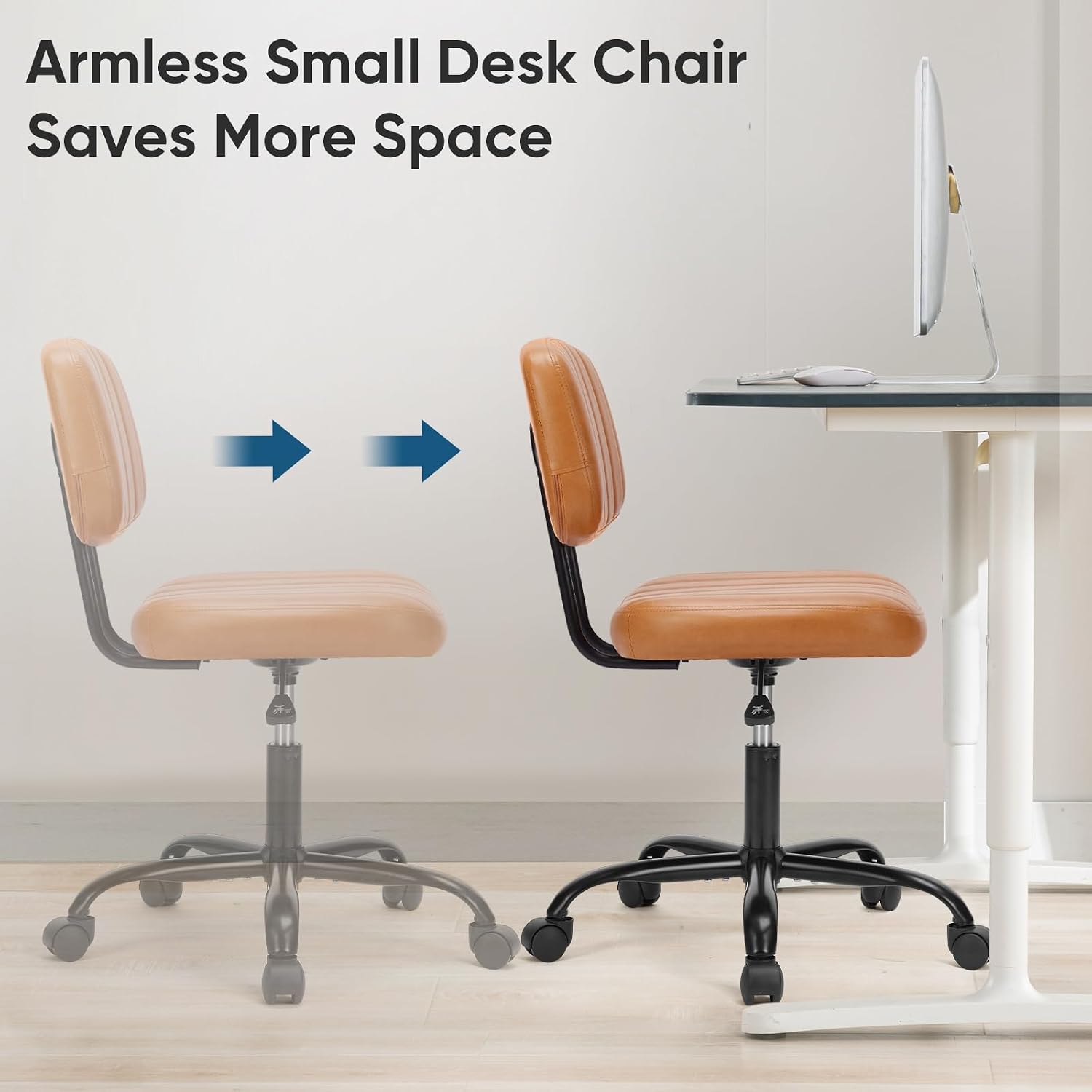Thumbnail 6 de DUMOS Armless Desk Chair, PU Leather
