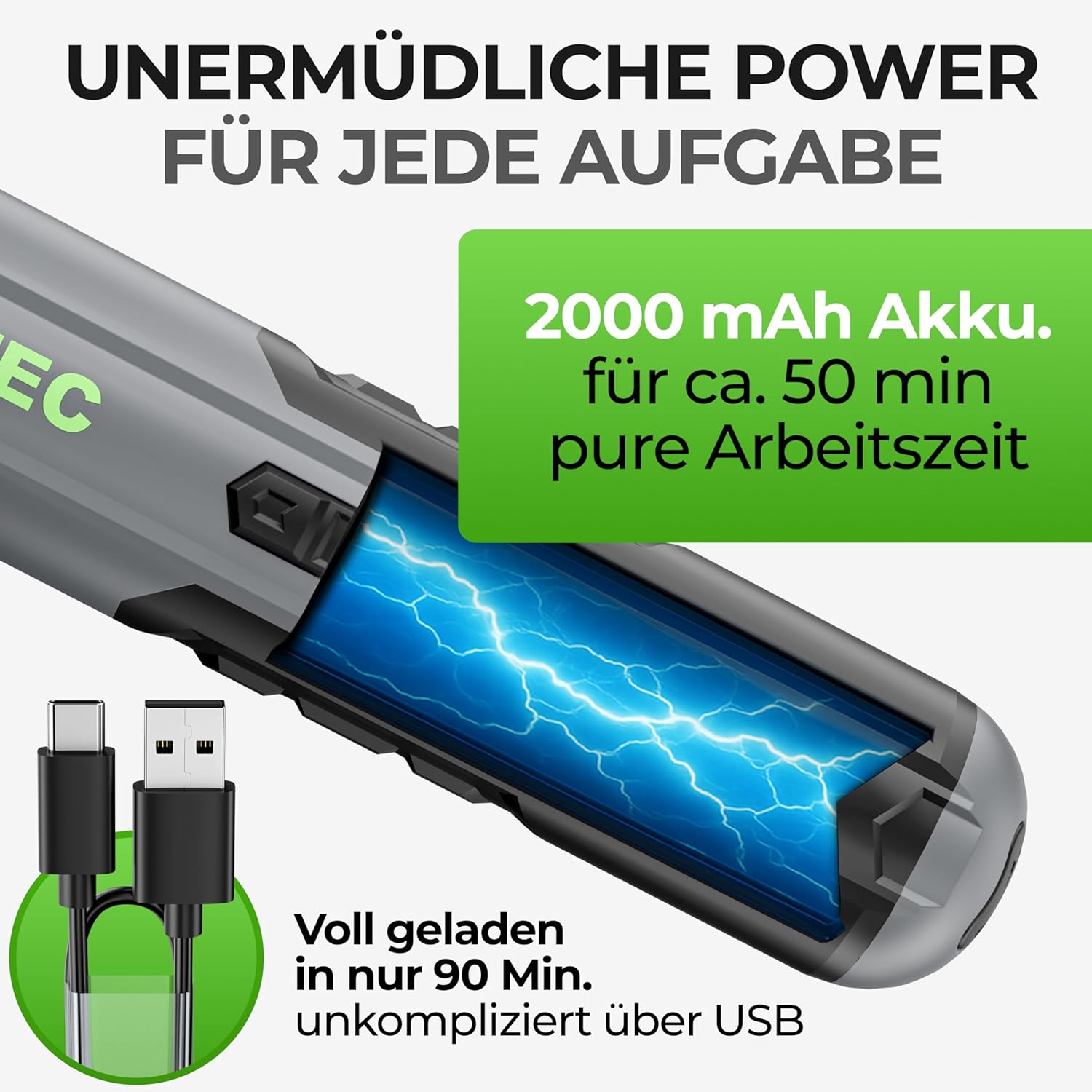 Thumbnail 3 de Set di cacciaviti elettrici a batteria 3,7 V con 16 punte e cavo USB-C