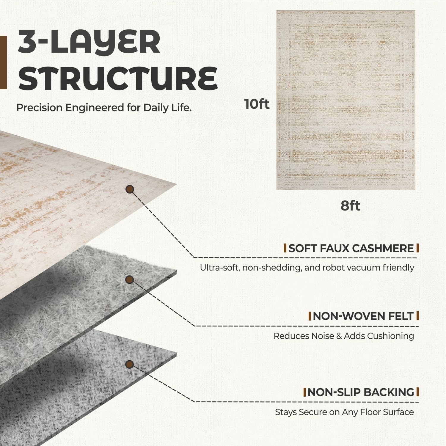 Thumbnail 1 de BGASZ 8x10 Washable Area Rug – Non-Slip, Soft Short-Pile with Stain Resistance