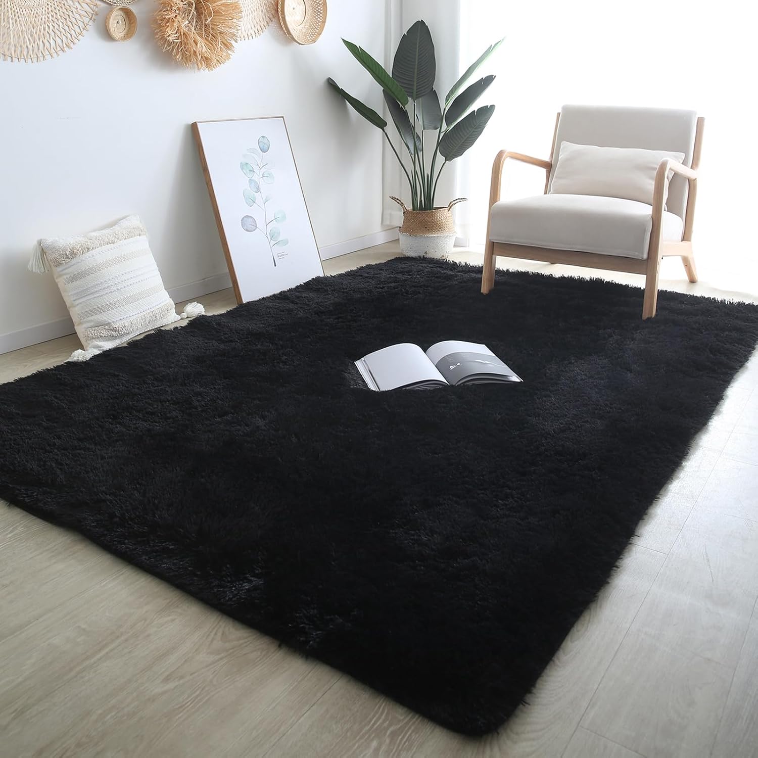 Thumbnail 1 de Black Shag Area Rug 9x12 🏠