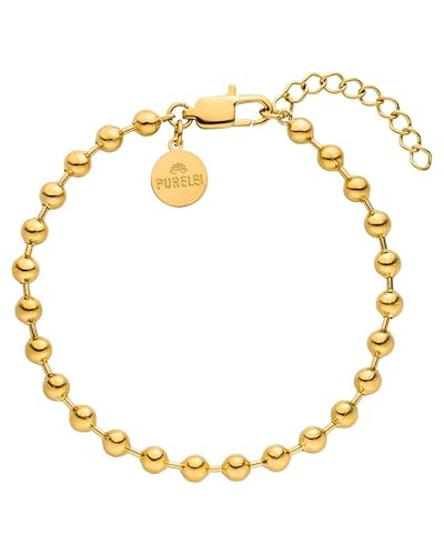 Detalle de Purelei Anxiety Bubble Armband (Gold) – Verstellbares Edelstahlarmband mit Hawaii-Feeling