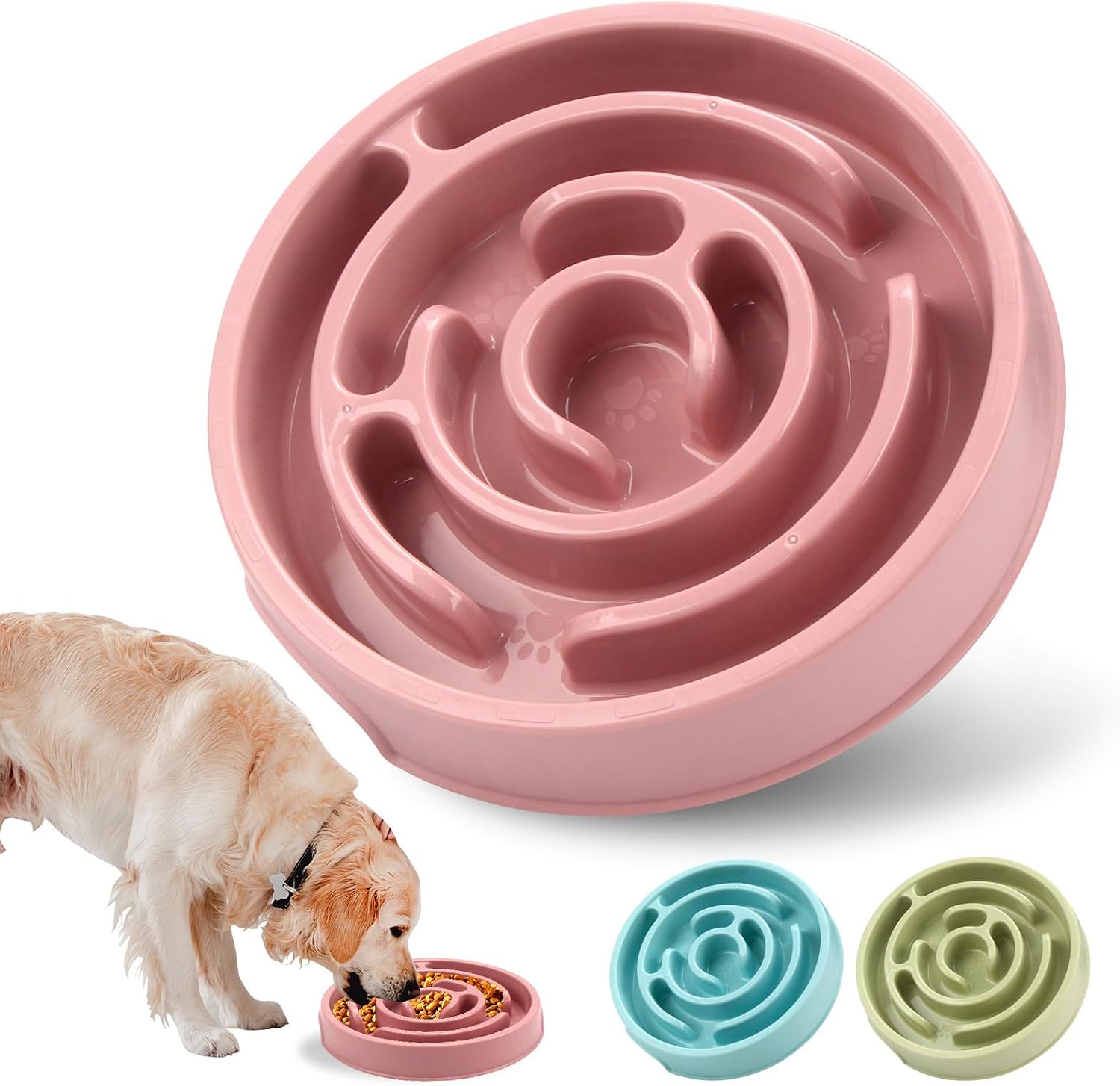 Thumbnail 6 de Slow Feeder Ceramic Dog Bowl with Anti-Slip (Pink) — 1.5 Cup Capacity