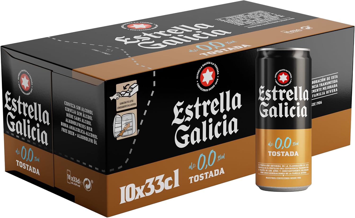 Detalle 2 de Estrella Galicia 0,0 Tostada 🍺 Cerveza Lager sin Alcohol 10L