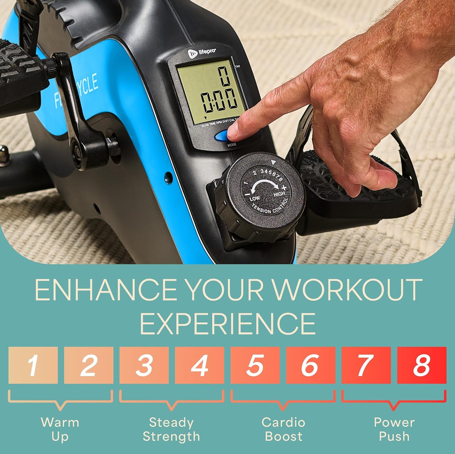 Detalle 2 de LifePro under-desk pedal exerciser with LCD monitor