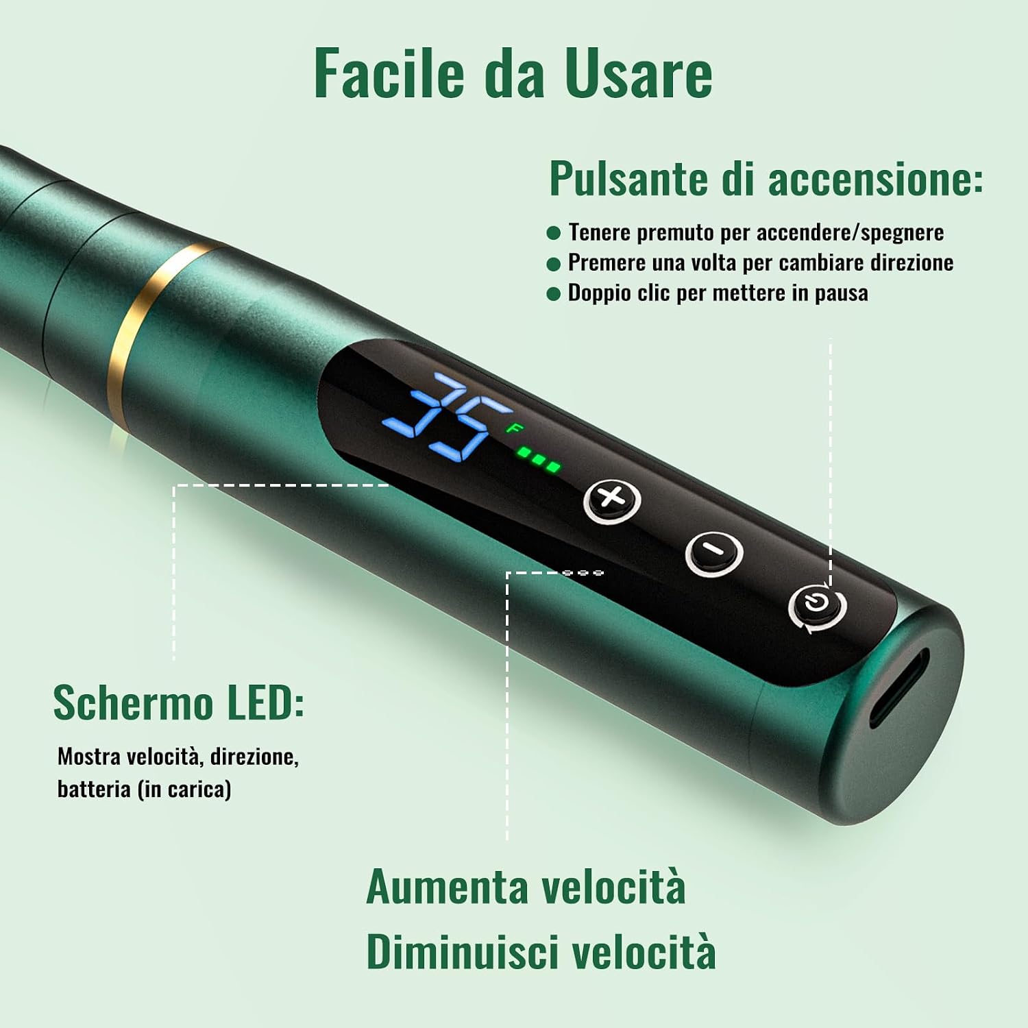 Detalle 2 de Fresa ELettrica NAILGIRLS 11 in 1: manicure e pedicure gel portatile, 35000 RPM, LED inteligente