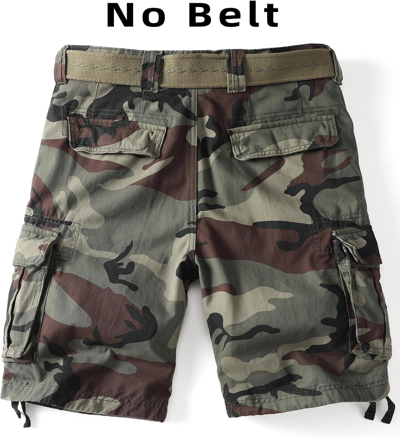 Detalle de AKHIKING Camouflage Cargo Shorts for Men: 100% Cotton, 6-Pocket Outdoor Utility