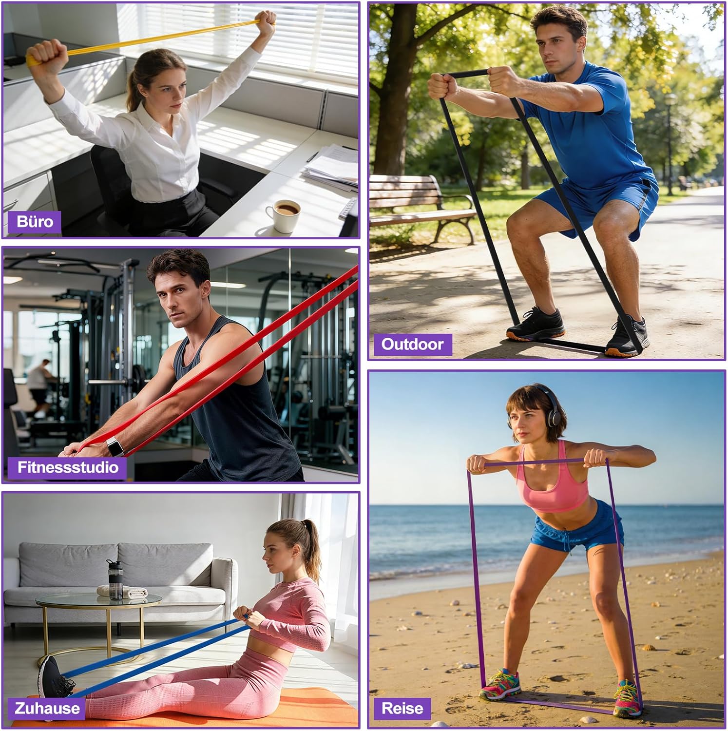 Thumbnail 6 de Fokky Fitnessbänder Widerstandsbänder Set 5 Stufen