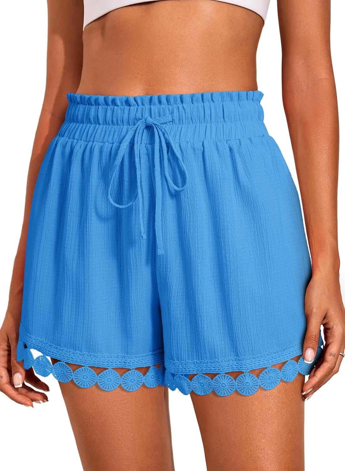 Thumbnail 4 de Dokotoo Women’s Shorts: Summer Casual Loose Elastic Waist Drawstring Lace Boho Beach Cover Up Shorts