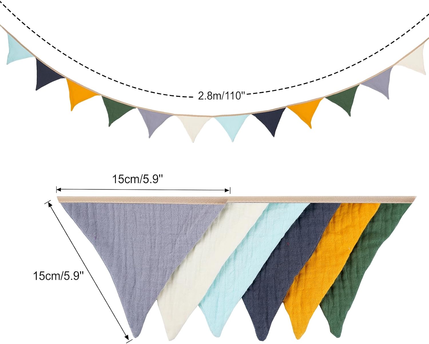 Detalle 2 de G2PLUS Muslin Bunting 12pc Nursery Banner