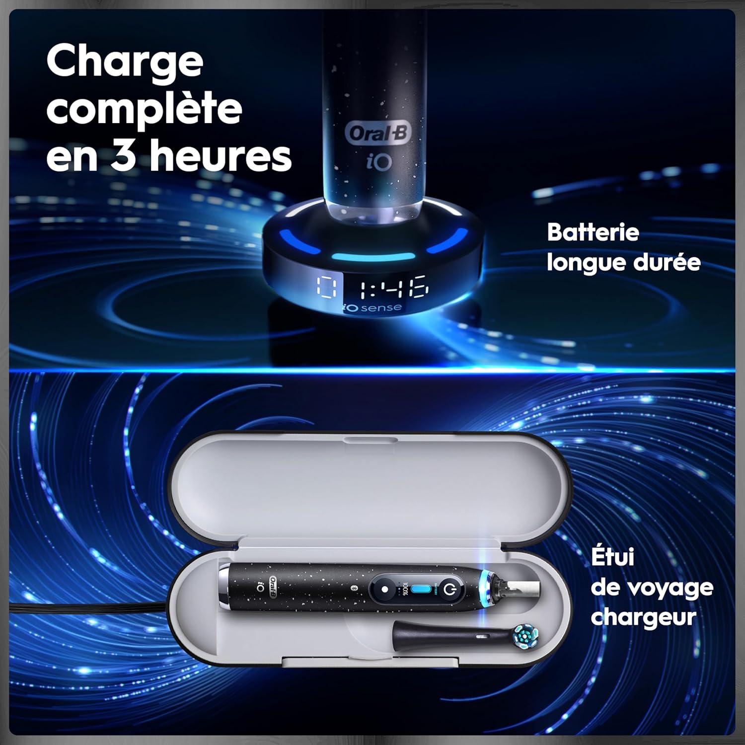 Detalle 2 de Oral-B iO 10 brosse à dents électrique intelligente noire – 7 modes, capteur de pression et iO Sense