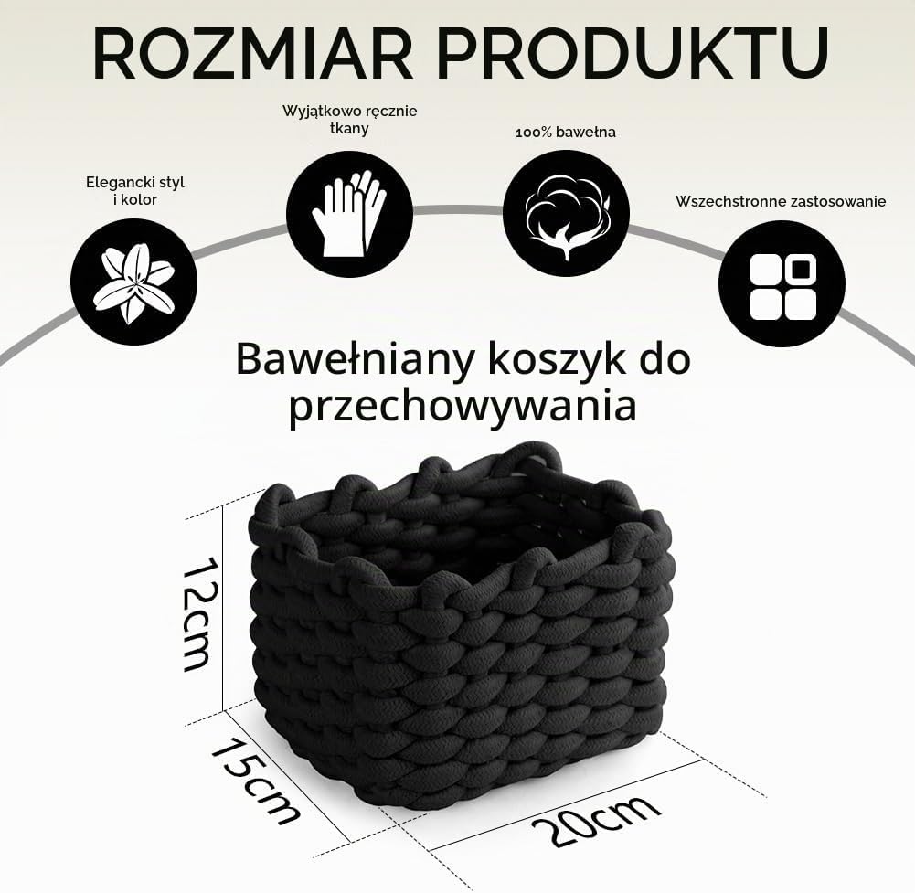 Detalle 2 de Aolso 5657581 – 2 tkane kosze z bawełnianej liny do przechowywania